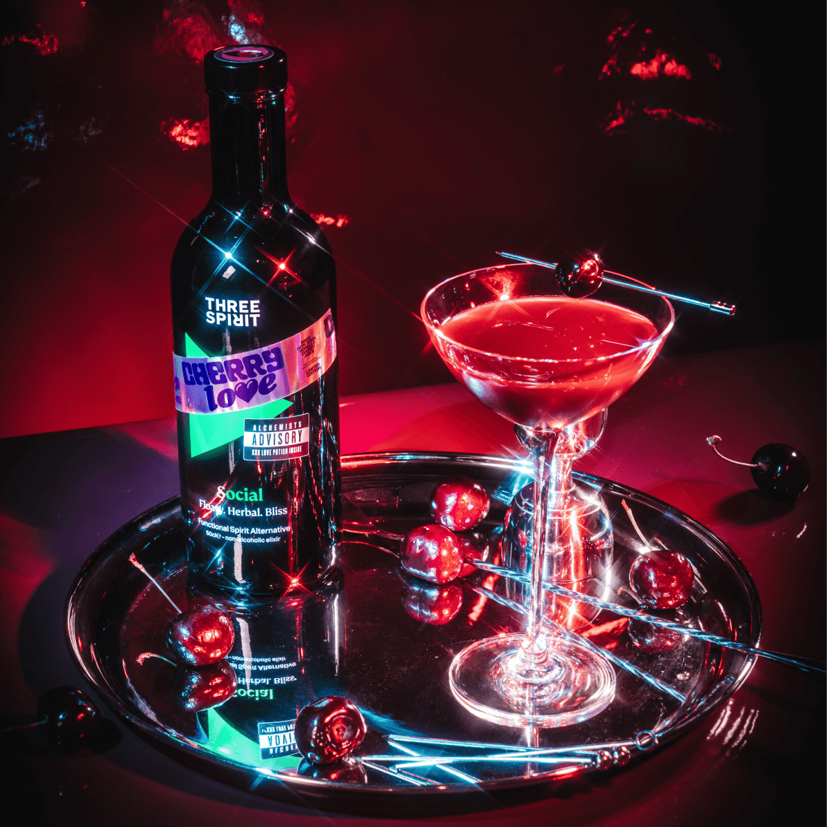 Cherry Love Social XXX • LIMITED EDITION Non - Alcoholic Botanical Elixir Three Spirit US