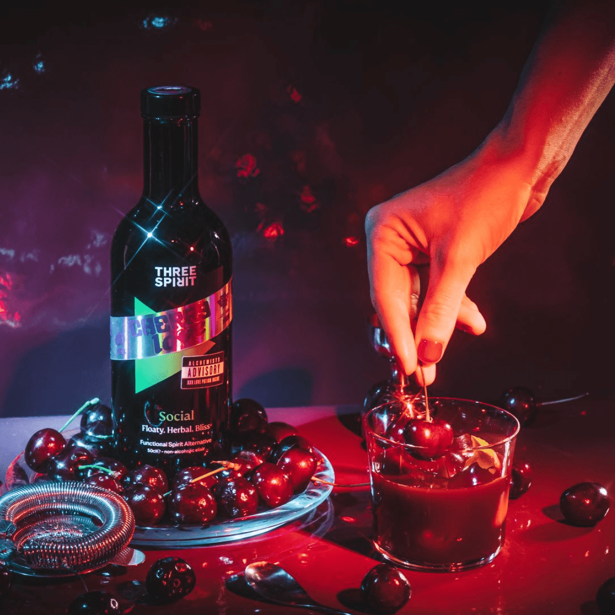 Cherry Love Social XXX • LIMITED EDITION Non - Alcoholic Botanical Elixir Three Spirit US