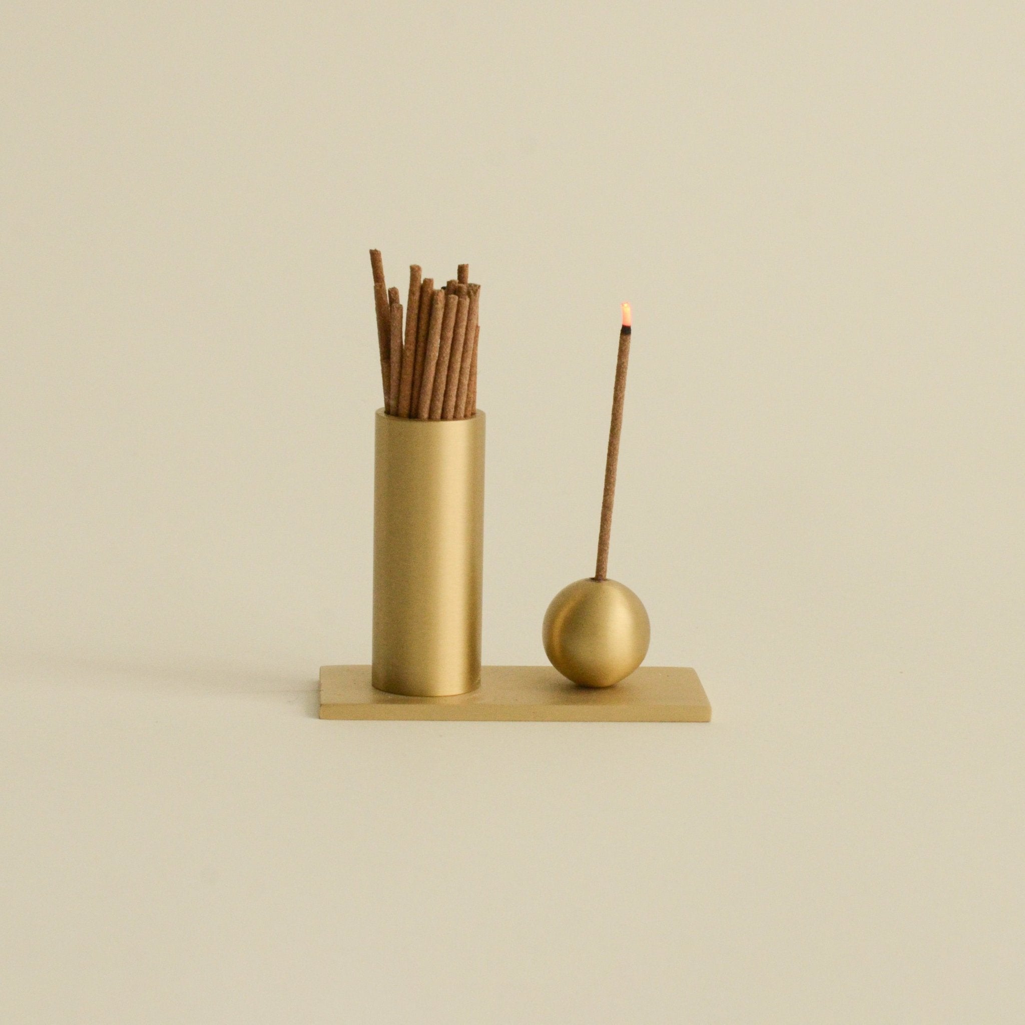 Cylinder & Sphere Brass Incense Holder CEDAR AND MYRRH