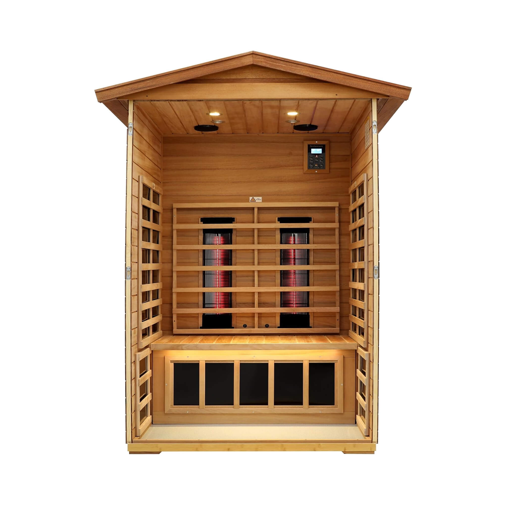 Deluxe 2 - Person Outdoor Mahogany Low EMF Far Infrared Sauna With Bluetooth Audio And LED Lights (SAK83719) SAKSBY WHOLESALE