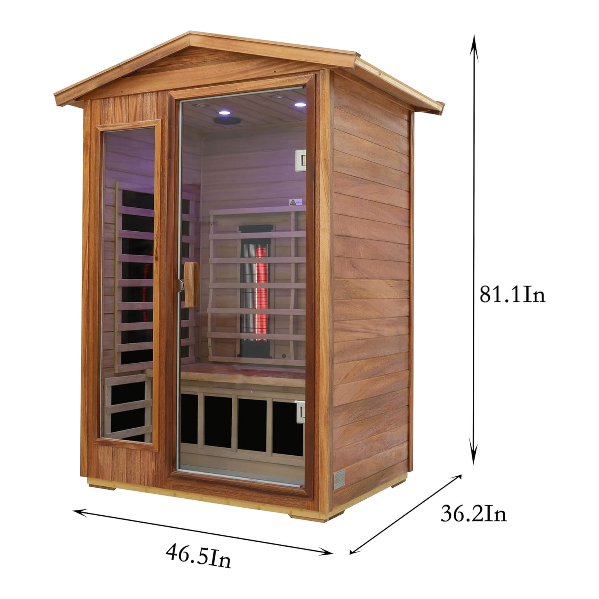 Deluxe 2 - Person Outdoor Mahogany Low EMF Far Infrared Sauna With Bluetooth Audio And LED Lights (SAK83719) SAKSBY WHOLESALE