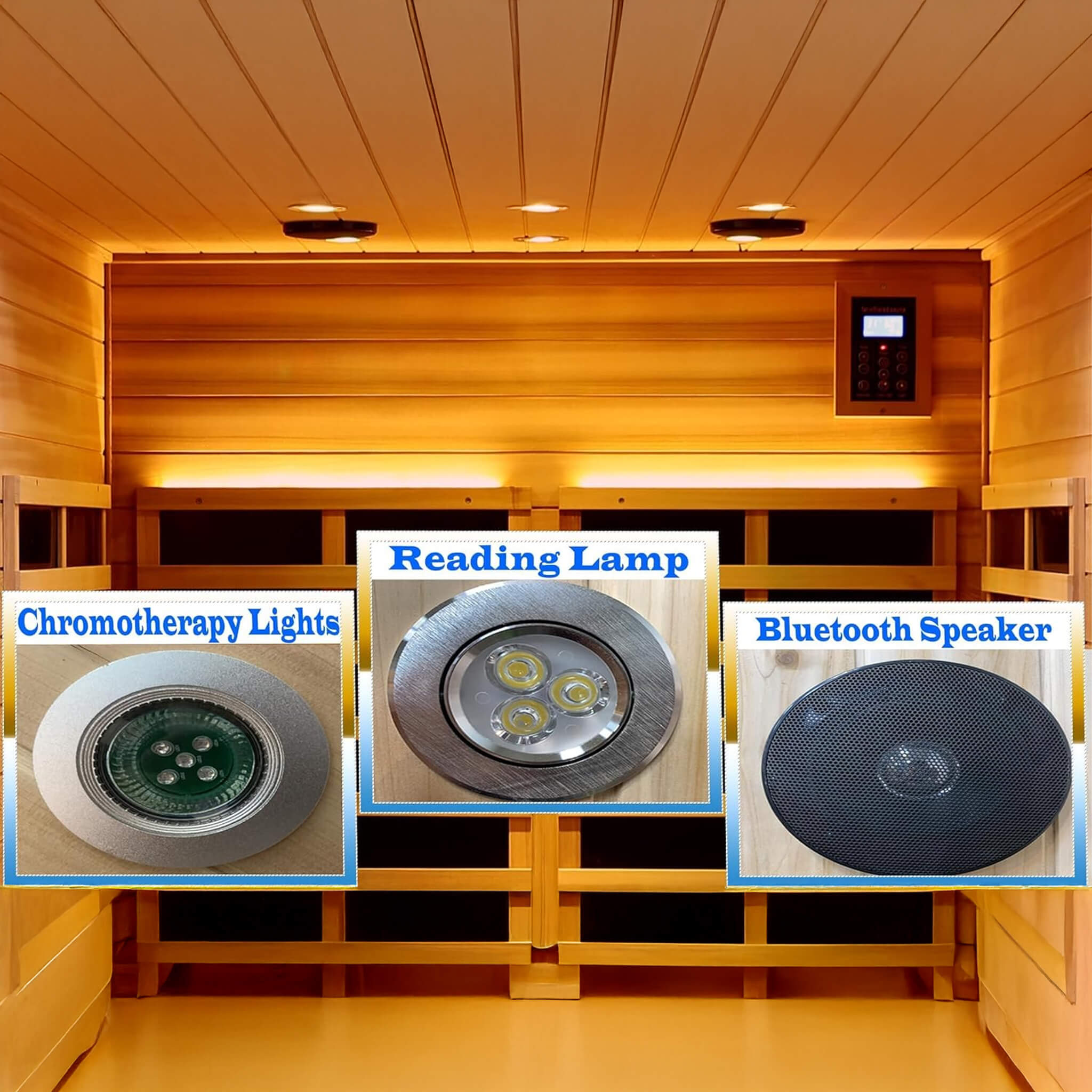 Deluxe 4 Person Outdoor Mahogany Full Spectrum Ultra Low EMF FAR Infrared Sauna W/ Chromotherapy & Bluetooth SAKSBY WHOLESALE