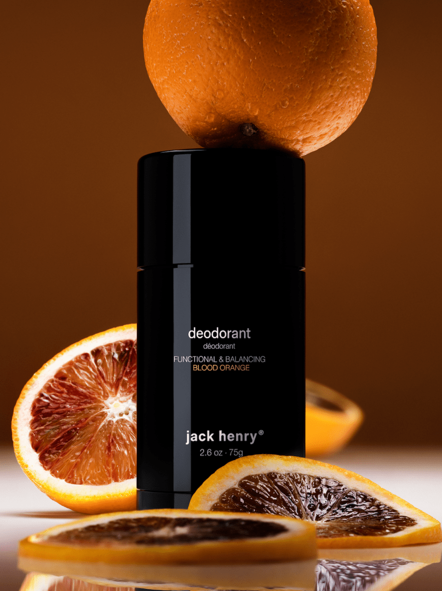 Jack Henry Deodorant in Blood Orange with sliced blood oranges