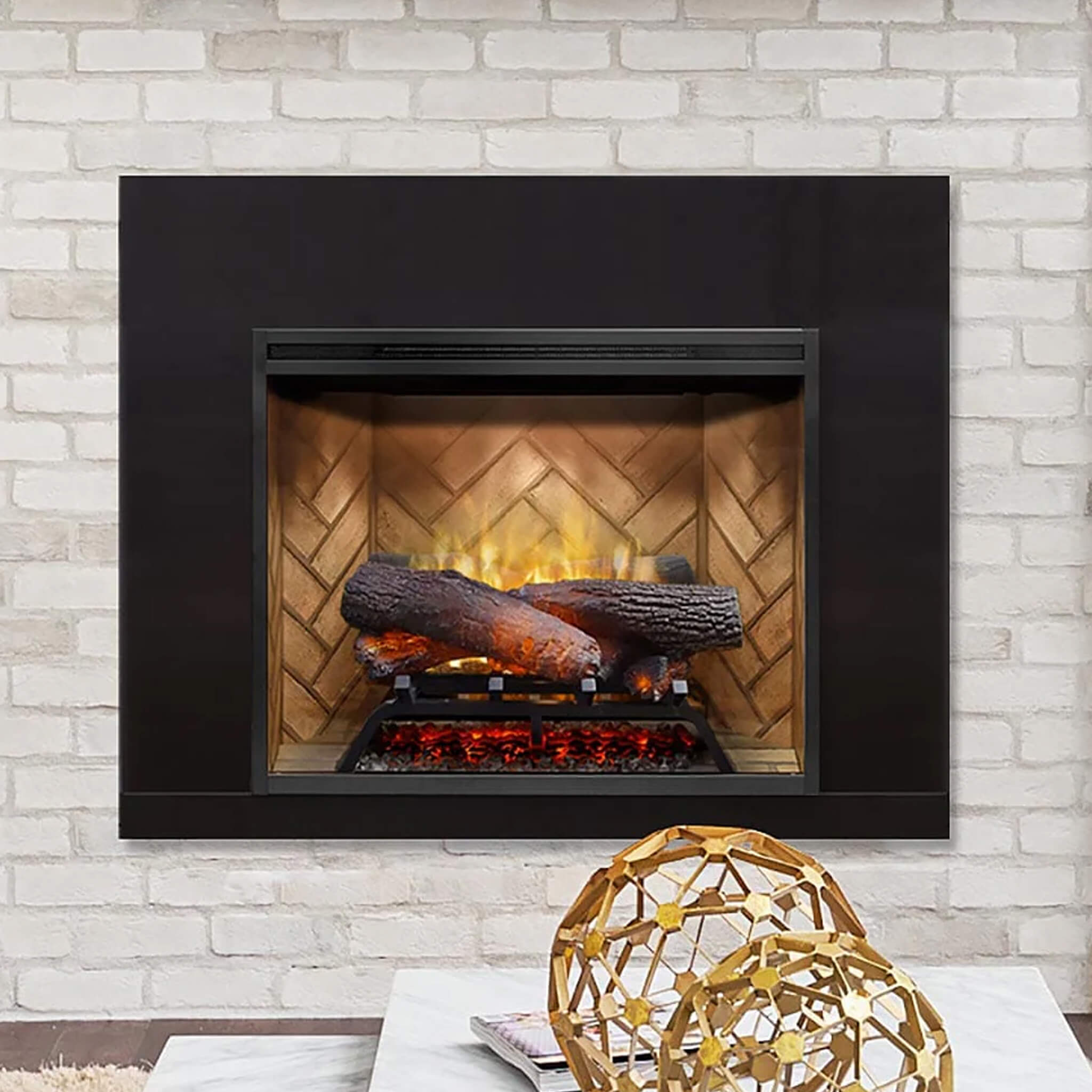 Dimplex Revillusion Herringbone Brick Built - In Electric Firebox With Front Glass [RBF30/36/42] (SAK12893) SAKSBY WHOLESALE