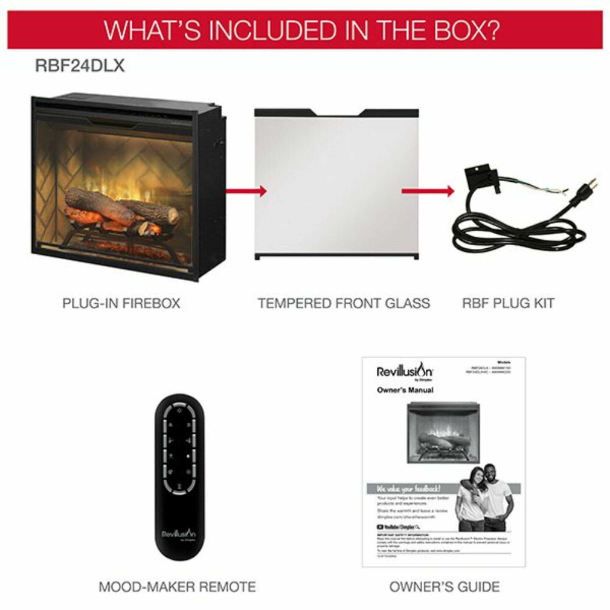 Dimplex Revillusion Herringbone Brick Built - In Electric Firebox With Front Glass [RBF30/36/42] (SAK12893) SAKSBY WHOLESALE