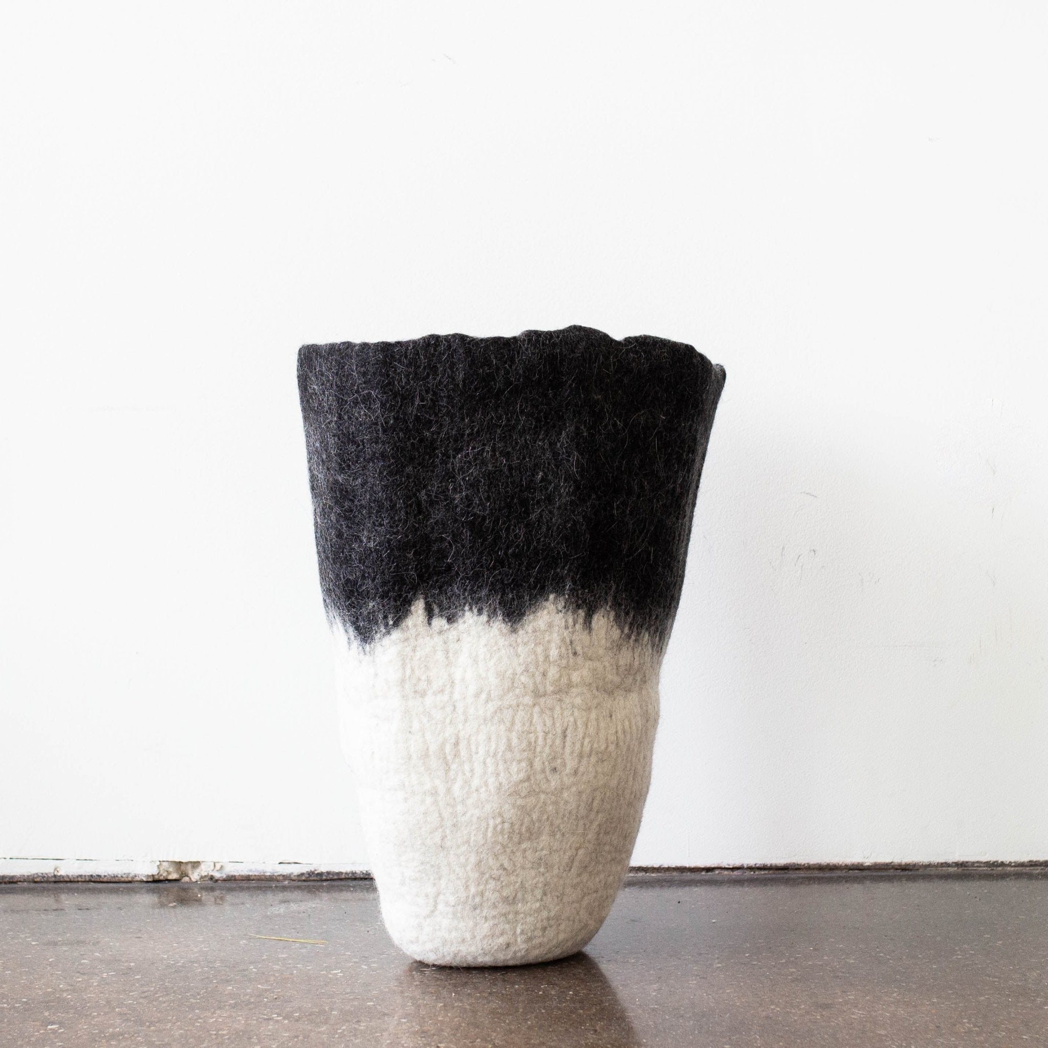 Eclipse Black & White Wool Floor Vase Kanju Interiors