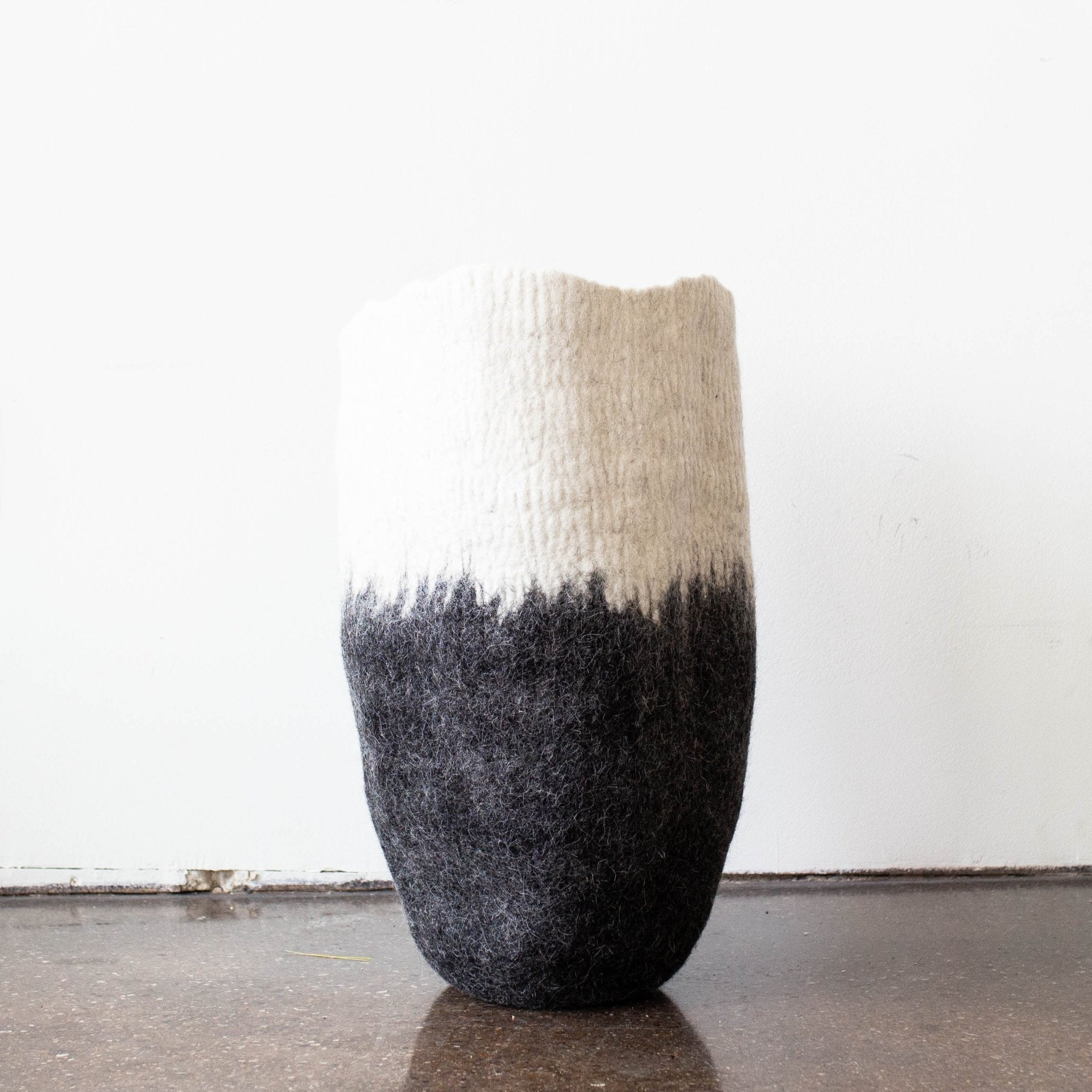 Eclipse Black & White Wool Floor Vase Kanju Interiors