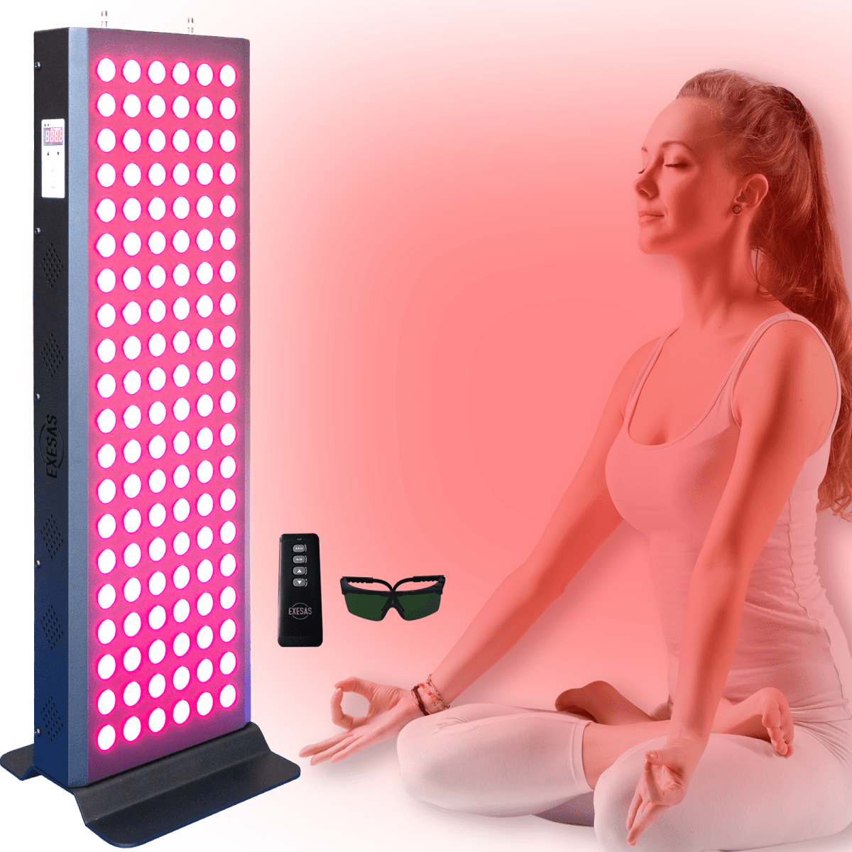 EXESAS 120 LED, 600W Dual-Chip, Red Light Therapy Device for Full Body, 4-Wavelengths Infrared LED Panel for Skin, Weight, Pain, Wellness EXESAS