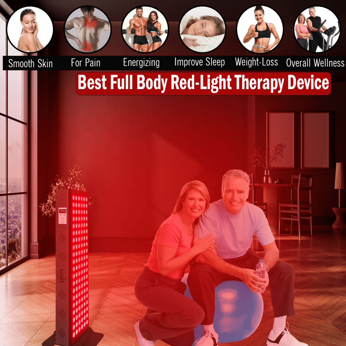 EXESAS 120 LED, 600W Dual-Chip, Red Light Therapy Device for Full Body, 4-Wavelengths Infrared LED Panel for Skin, Weight, Pain, Wellness EXESAS