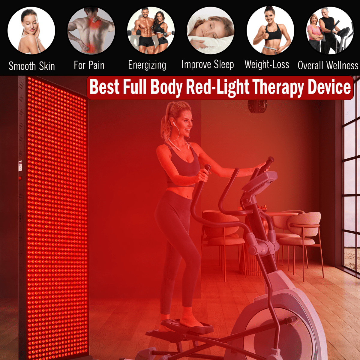 EXESAS 1216 LED, 6080W Dual - Chip, Red Light Therapy Device for Full Body, 4 - Wavelengths Infrared LED Panel for Skin, Weight, Pain, Wellness EXESAS