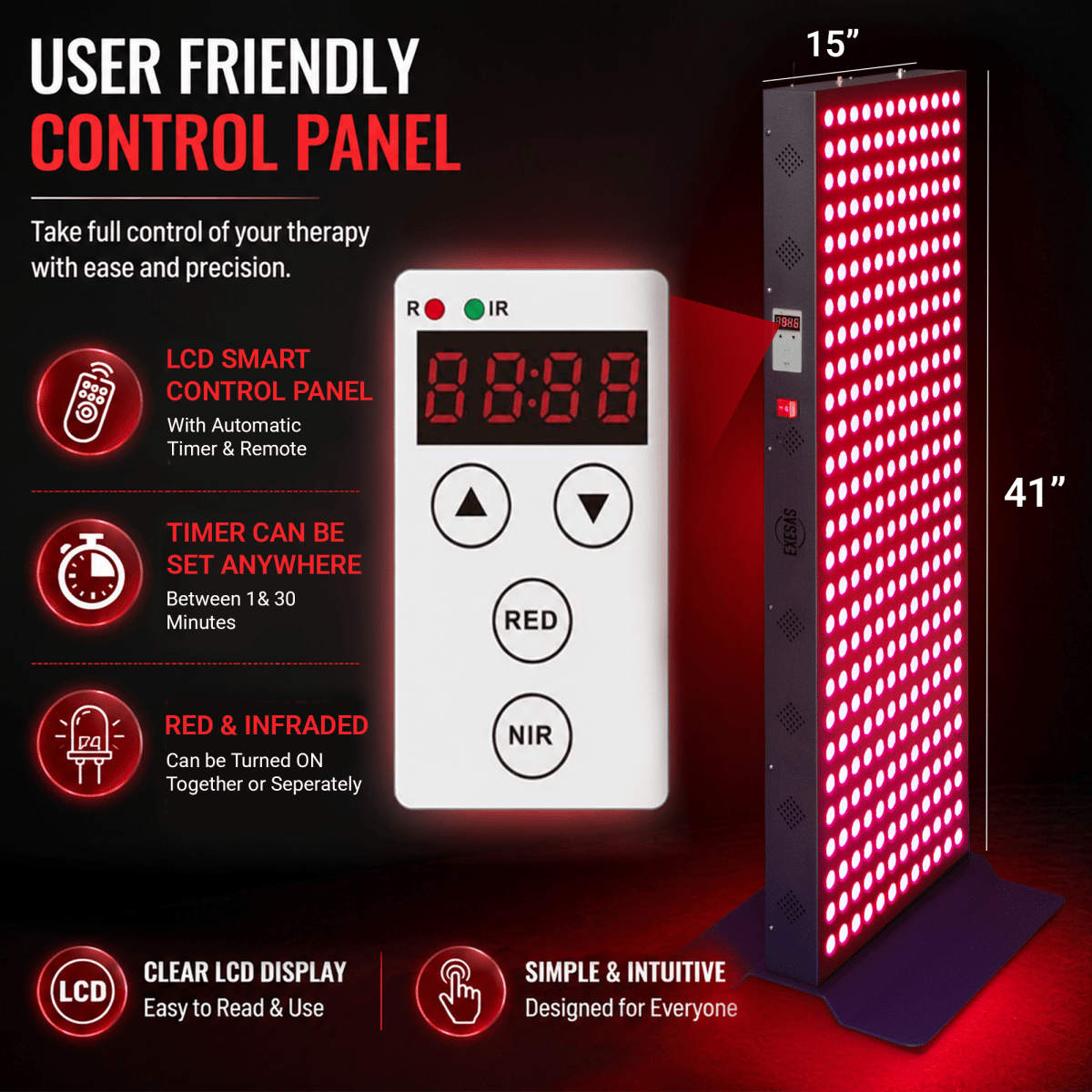 EXESAS 324 LED, 1620W Dual - Chip, Red Light Therapy Device for Full Body, 4 - Wavelengths Infrared LED Panel for Skin, Weight, Pain, Wellness EXESAS