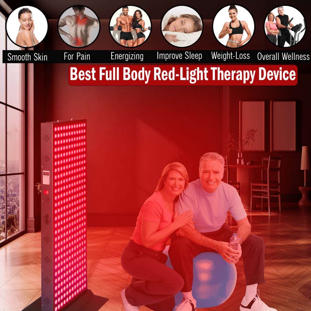 EXESAS 324 LED, 1620W Dual-Chip, Red Light Therapy Device for Full Body, 4-Wavelengths Infrared LED Panel for Skin, Weight, Pain, Wellness EXESAS