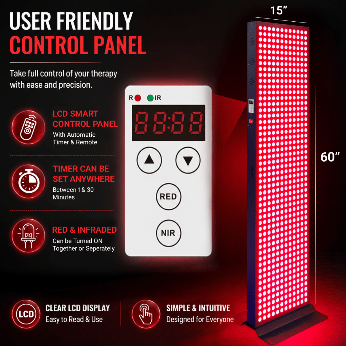 EXESAS 600 LED, 3000W Dual - Chip, Red Light Therapy Device for Full Body, 4 - Wavelengths Infrared LED Panel for Skin, Weight, Pain, Wellness EXESAS