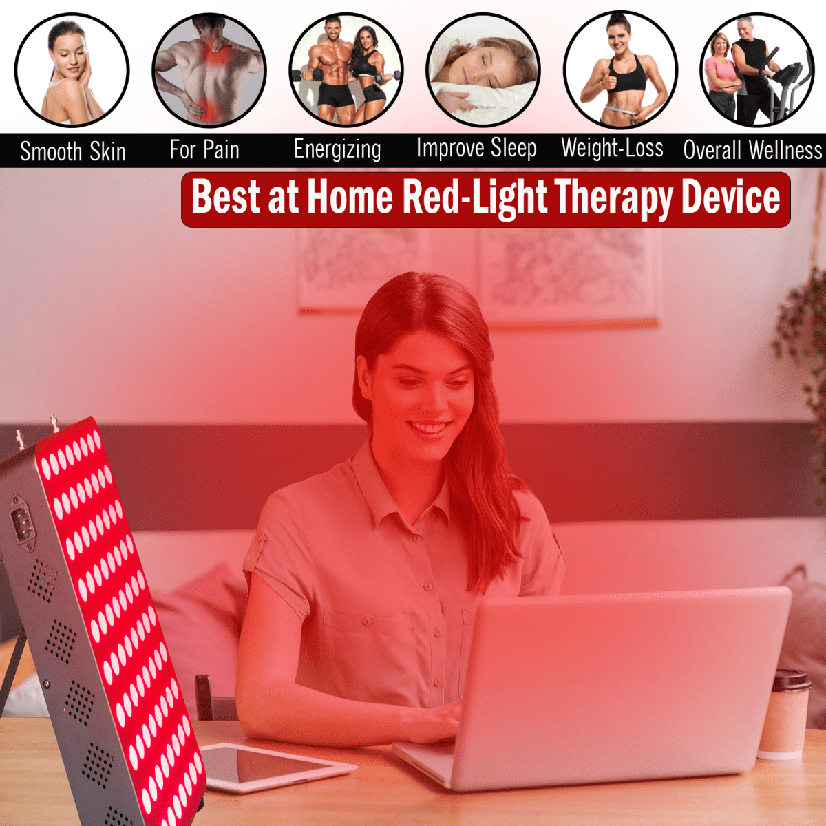 EXESAS 80 LED, 400W Dual - Chip, Red Light Therapy Device for Full Body 660nm & 850nm Infrared LED Panel for Beautiful Skin, Weight & Pain Management EXESAS