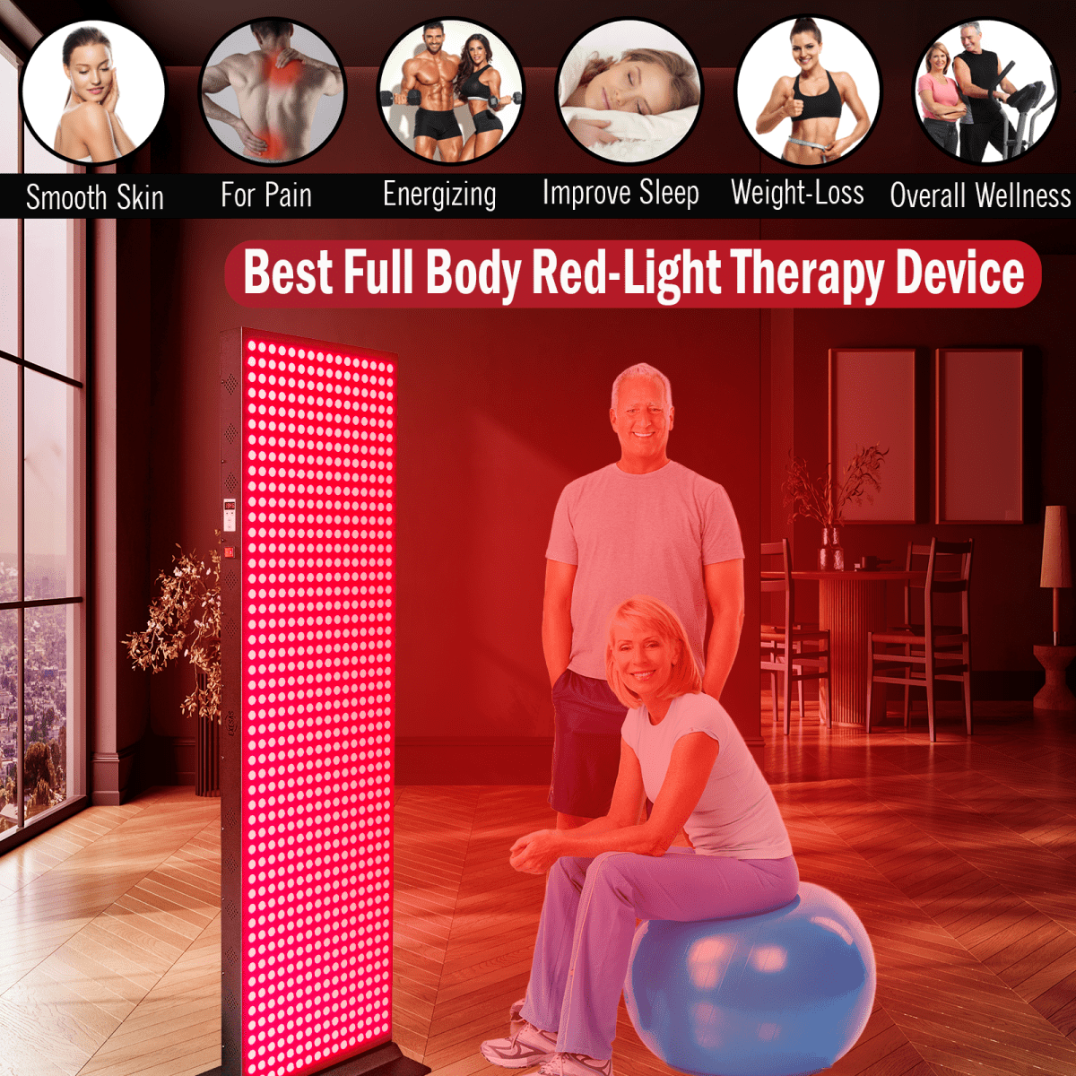 EXESAS 800 LED, 4000W Dual-Chip, Red Light Therapy Device for Full Body, 4-Wavelengths Infrared LED Panel for Skin, Weight, Pain, Wellness EXESAS