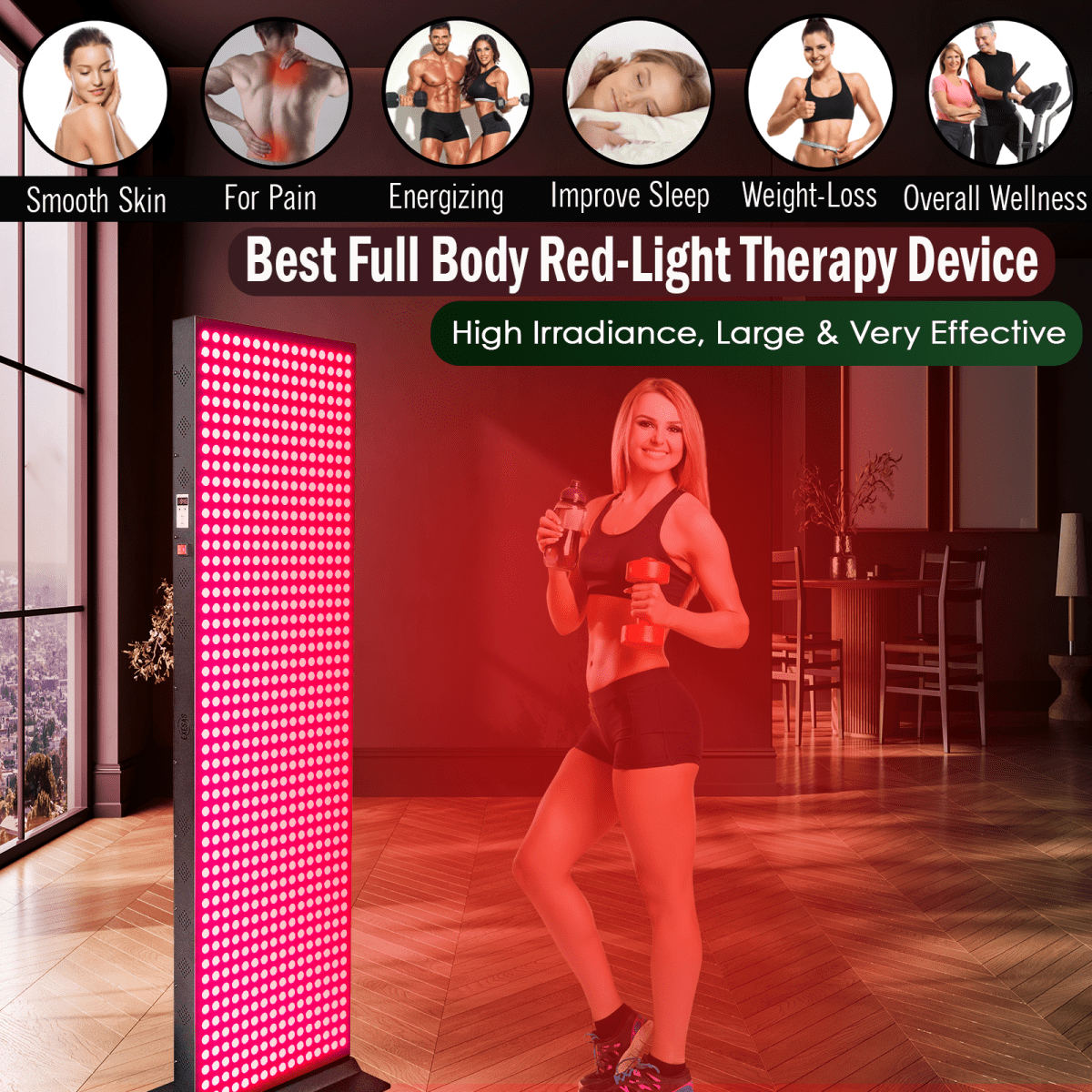 EXESAS 800 LED, 4000W Dual-Chip, Red Light Therapy Device for Full Body, 4-Wavelengths Infrared LED Panel for Skin, Weight, Pain, Wellness EXESAS