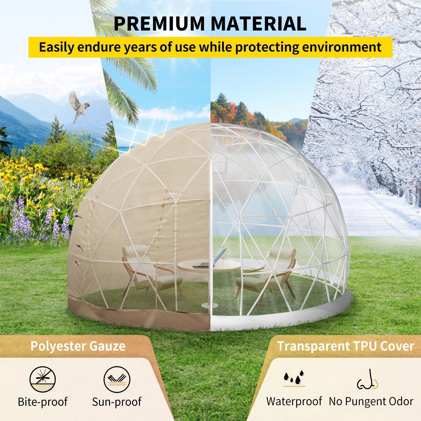 Extra Large 10 Person Outdoor Igloo Garden Greenhouse Dome Tent, 12FT (94316275) SAKSBY WHOLESALE