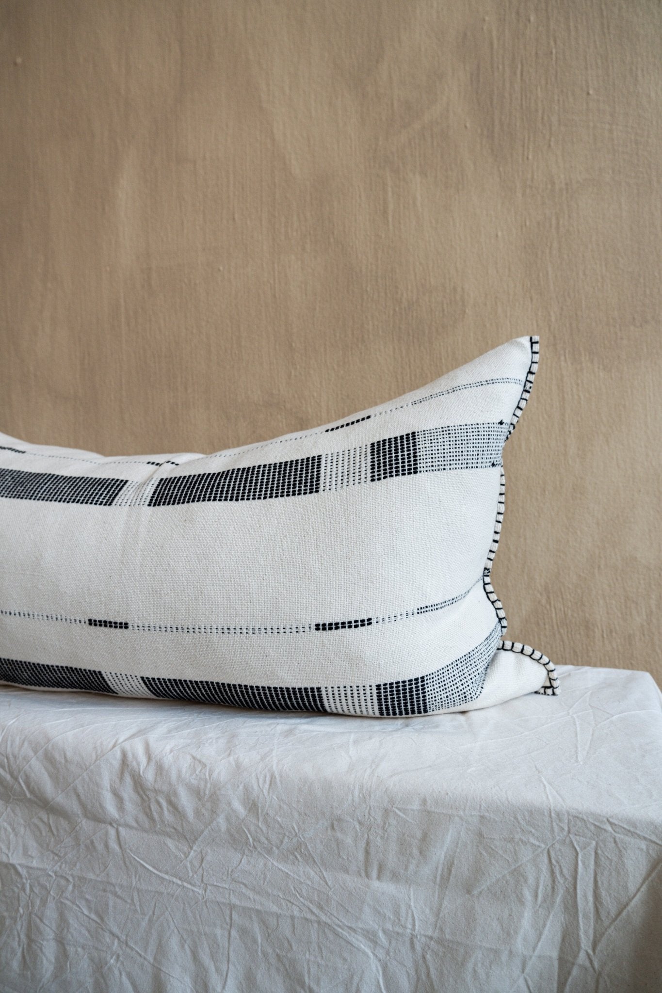 Fulcrum Onyx Oversized Cotton Lumbar Pillow Kanju Interiors