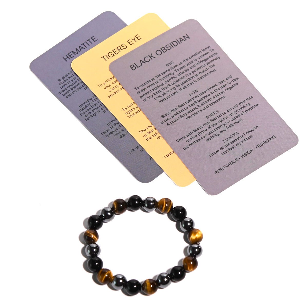 GROUNDED LUCK BRACELET - Tiger's Eye / Hematite / Obsidian CRYSTALS.COM
