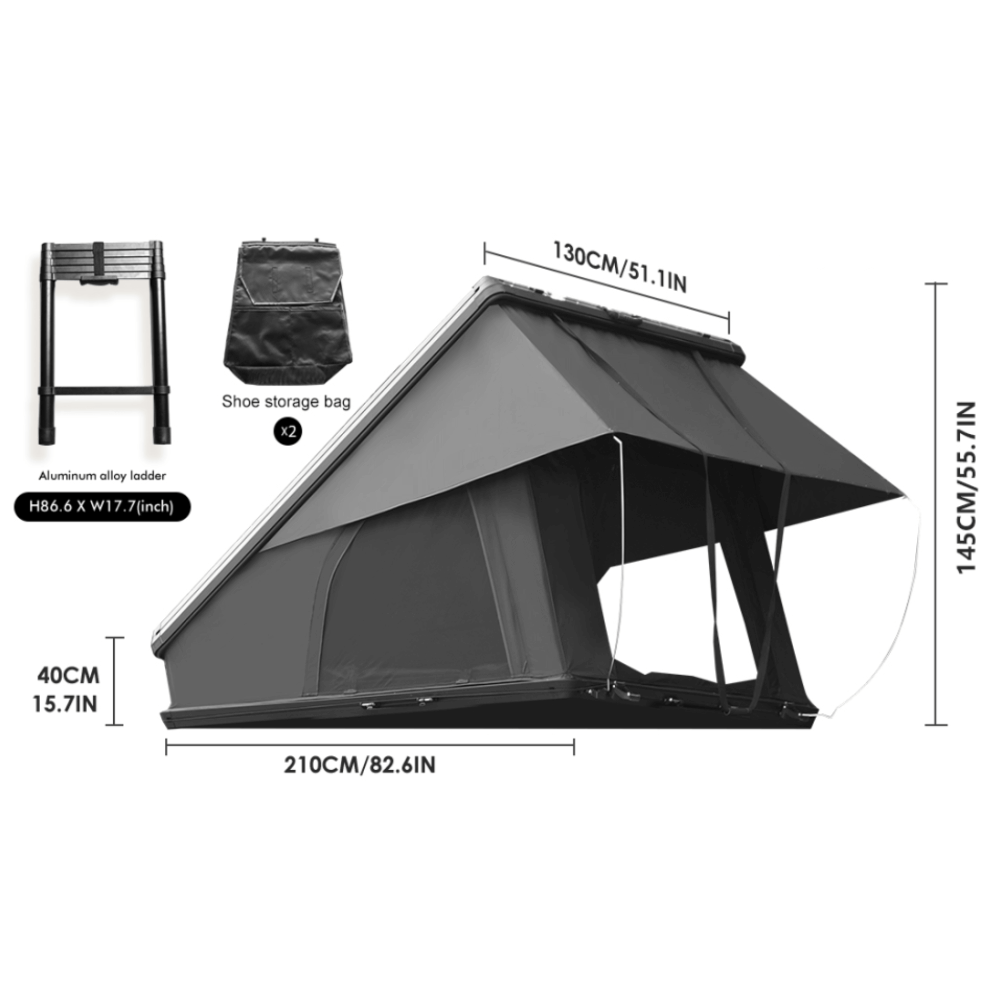 Heavy Duty 2 - 3 Person Hardshell Rooftop Tent With Ladder (SAK93120) SAKSBY WHOLESALE
