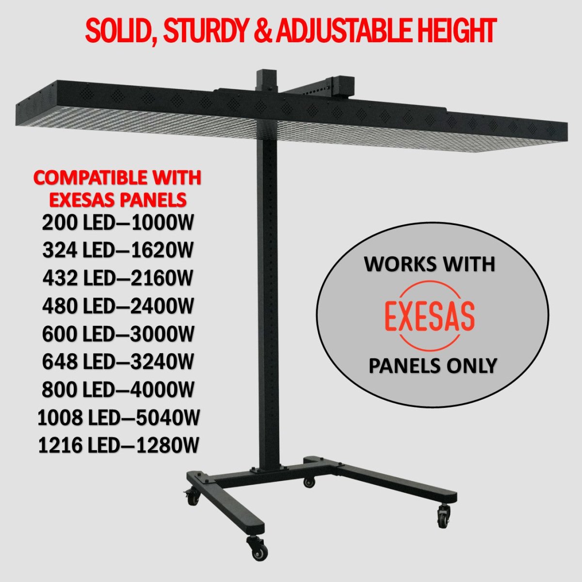 Horizontal Rolling Stand for EXESAS Red Light Therapy Panels, Compatible only with EXESAS Panels. (Stand Only, Panel Sold Separately) EXESAS