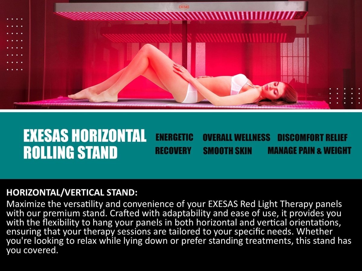 Horizontal/Vertical Powered Automatic Rolling Stand for EXESAS Red Light Therapy Panels, Auto Height Adjustment, (Panel Sold Separately) EXESAS
