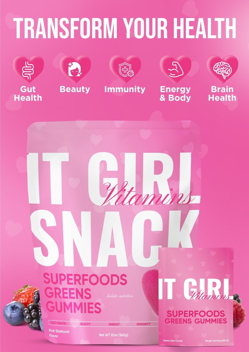 It Girl Snack - Superfoods Greens Gummies in Pink Starburst Flavor It Girl Vitamins