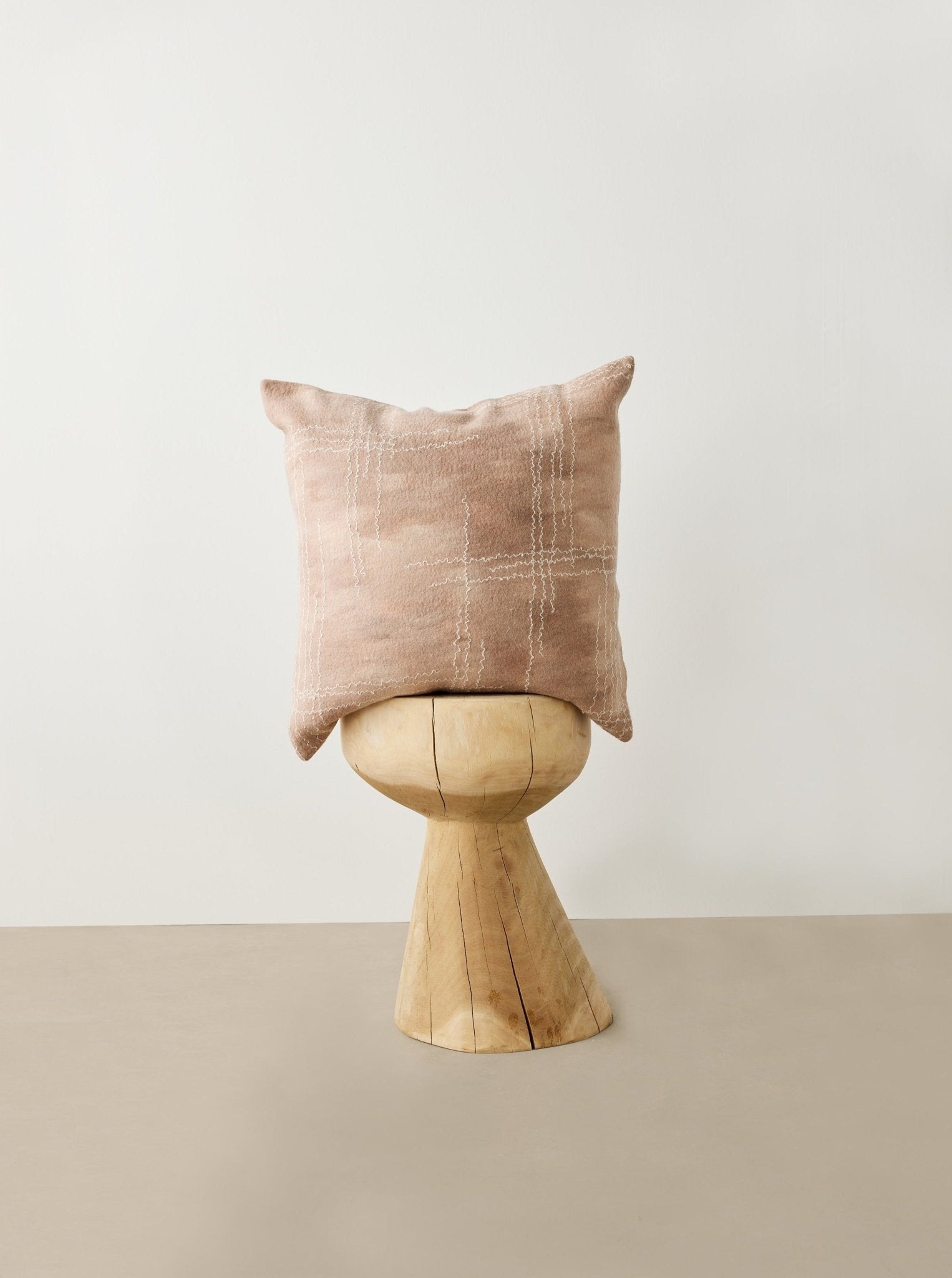Linear Dusty Rose Hand - Felted Merino Wool Throw Pillow Kanju Interiors