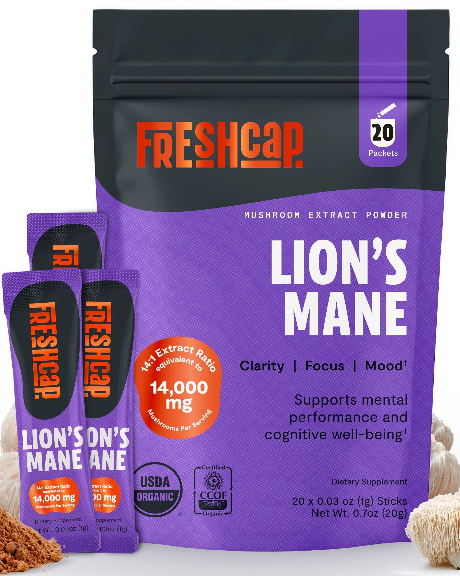 Lion's Mane Mushroom Extract Powder FreshCap Mushrooms