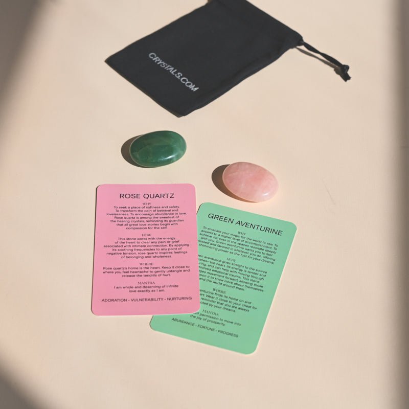 Love Pouch - Rose Quartz / Green Aventurine CRYSTALS.COM