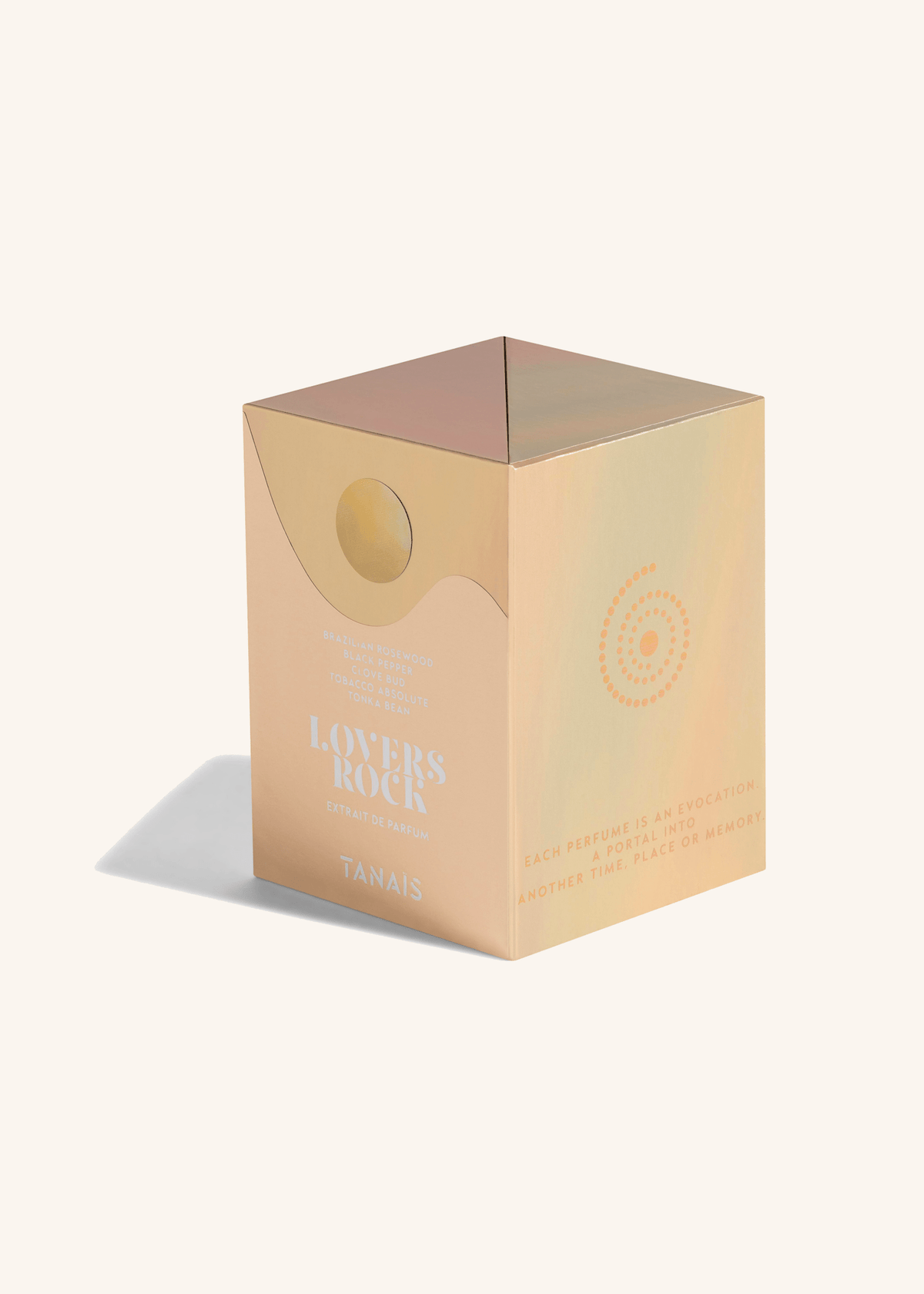 TANAÏS Lovers Rock Extrait de Parfum gift box in peach with a gold lid
