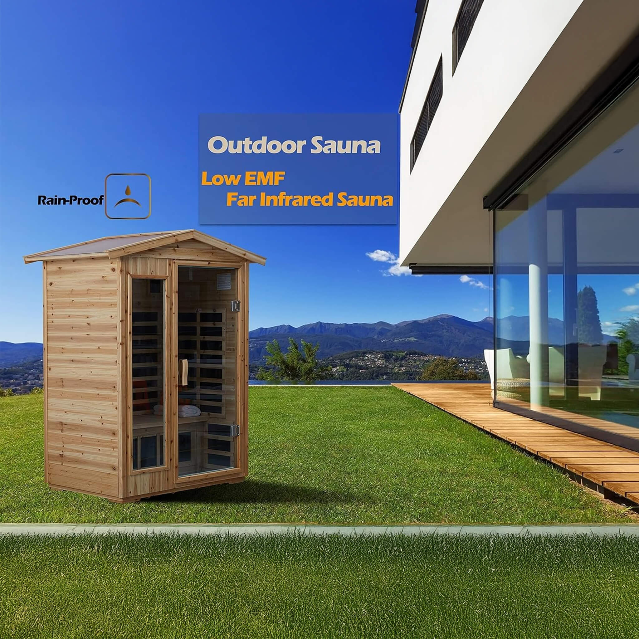 Luxury 2 - Person Outdoor Low EMF Hemlock Infrared Sauna With Bluetooth And Chromotherapy Light (SAK97318) SAKSBY WHOLESALE
