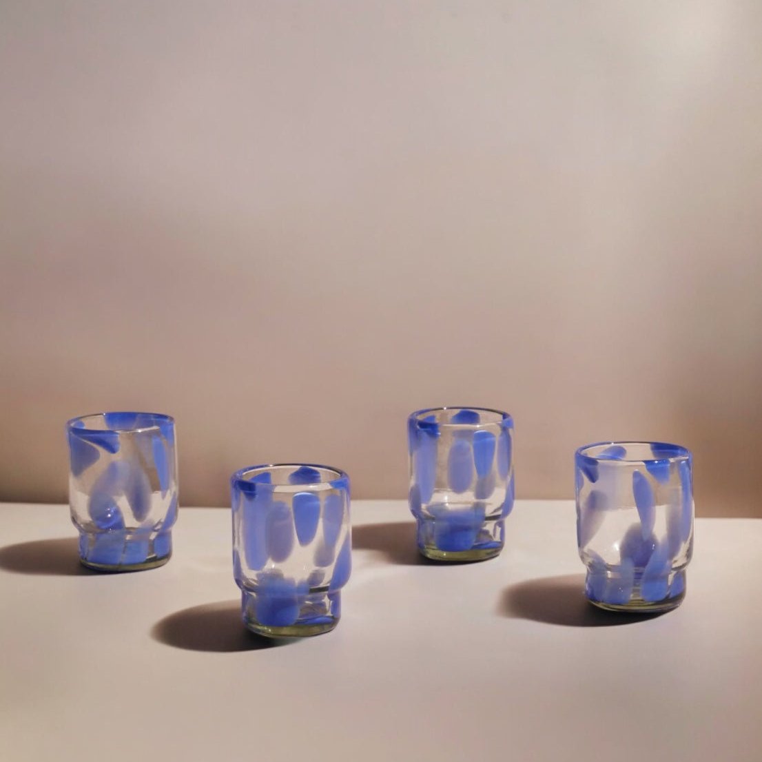 Marta Stackable Glass Blue & Clear (Set of 4) by MESO MESO