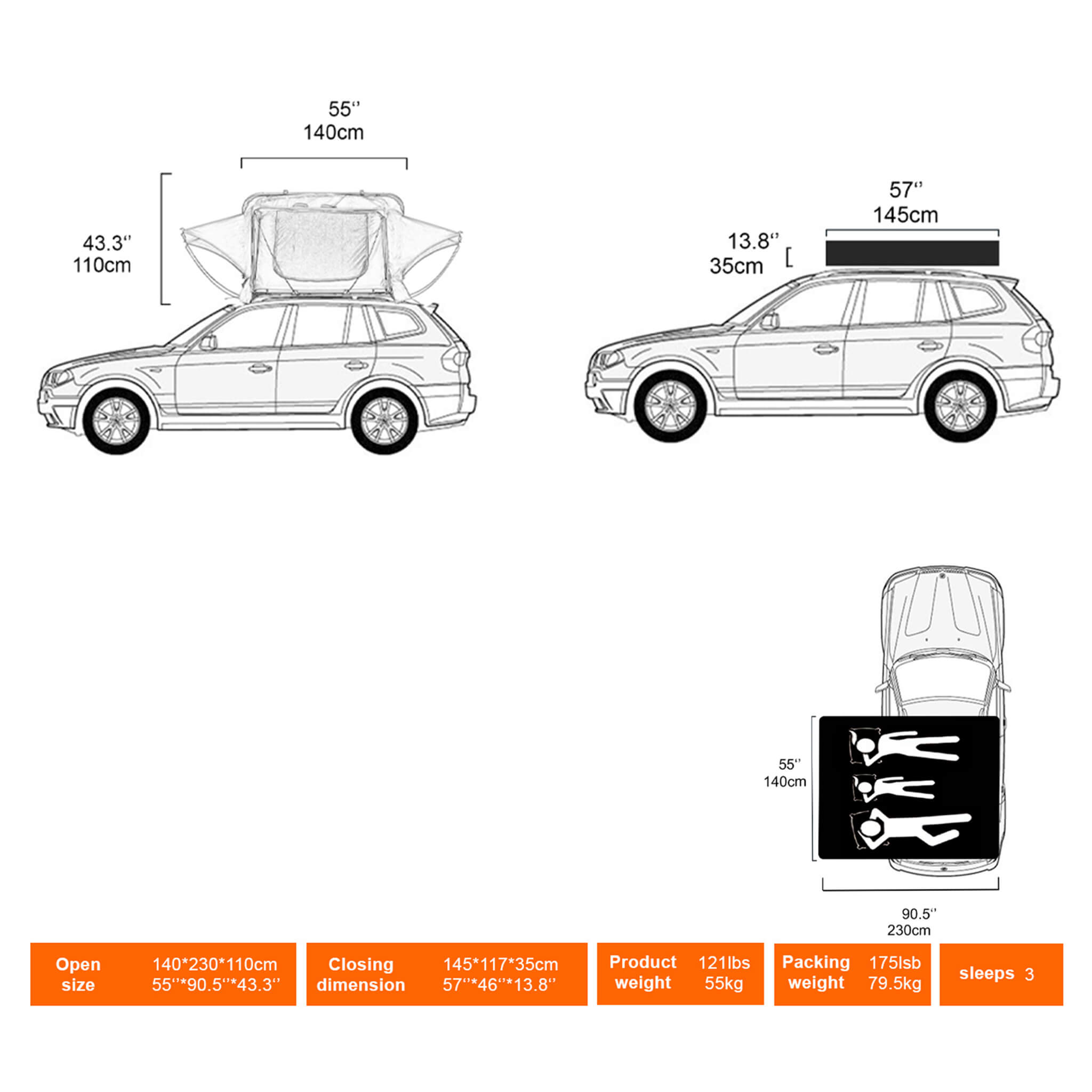 Naturnest Andromeda Green Soft Shell Rooftop Tent With Large Panoramic Skylight & YKK Doors (SAK50612) SAKSBY WHOLESALE