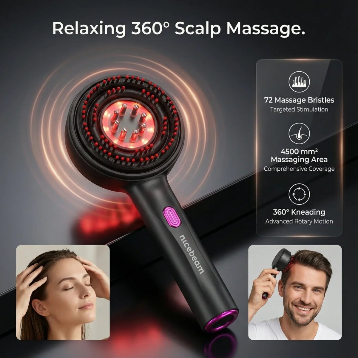 Nicebeam 3-in-1 Scalp Massager with Red Light Therapy for Hair Growth & Scalp Health Nicebeam