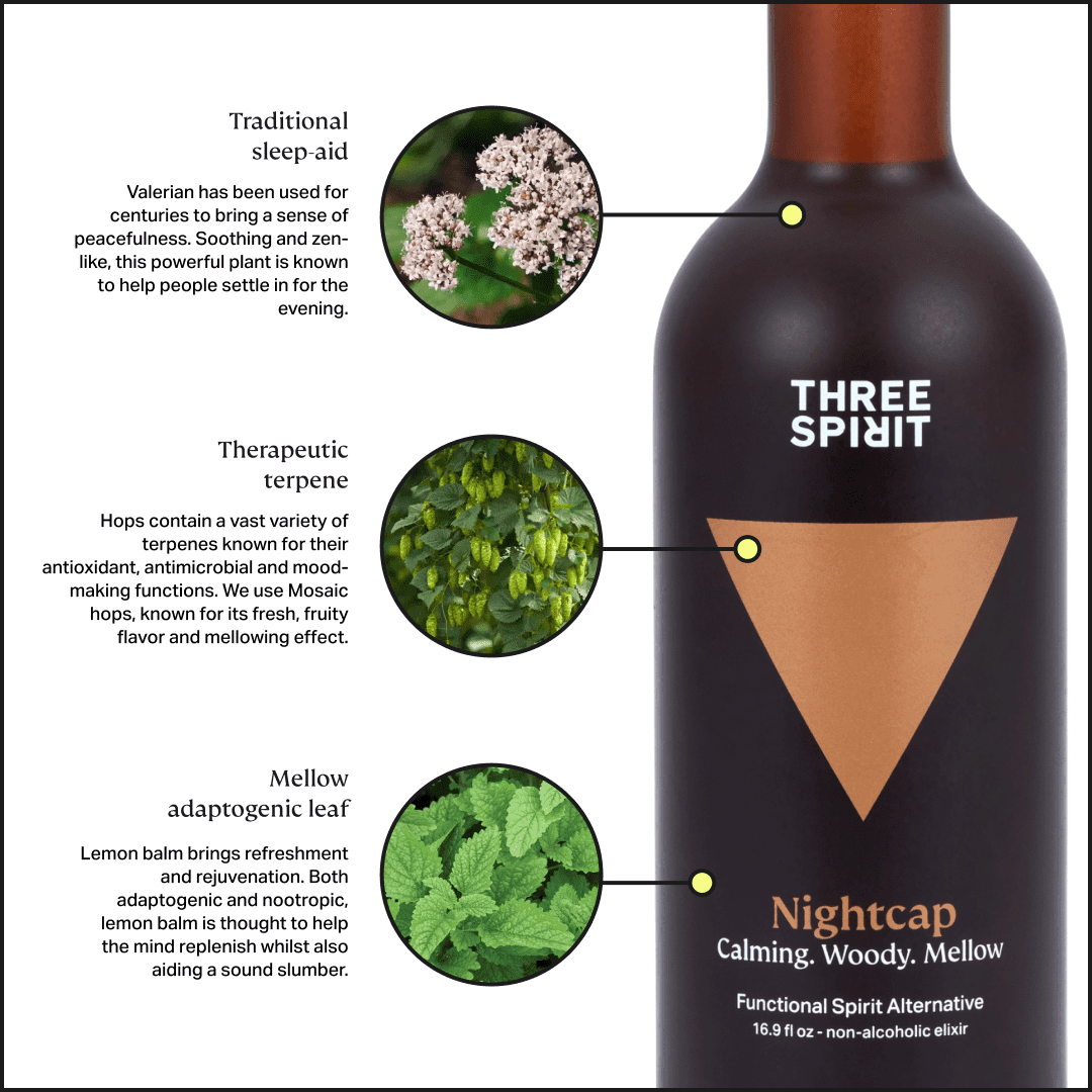Nightcap • Non - Alcoholic Botanical Elixir • The Dream Maker Three Spirit US