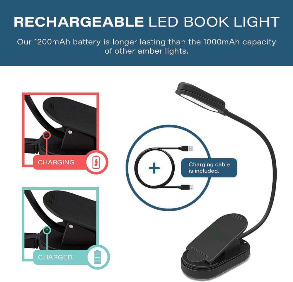 NoBlue Amber Book Light BlockBlueLight