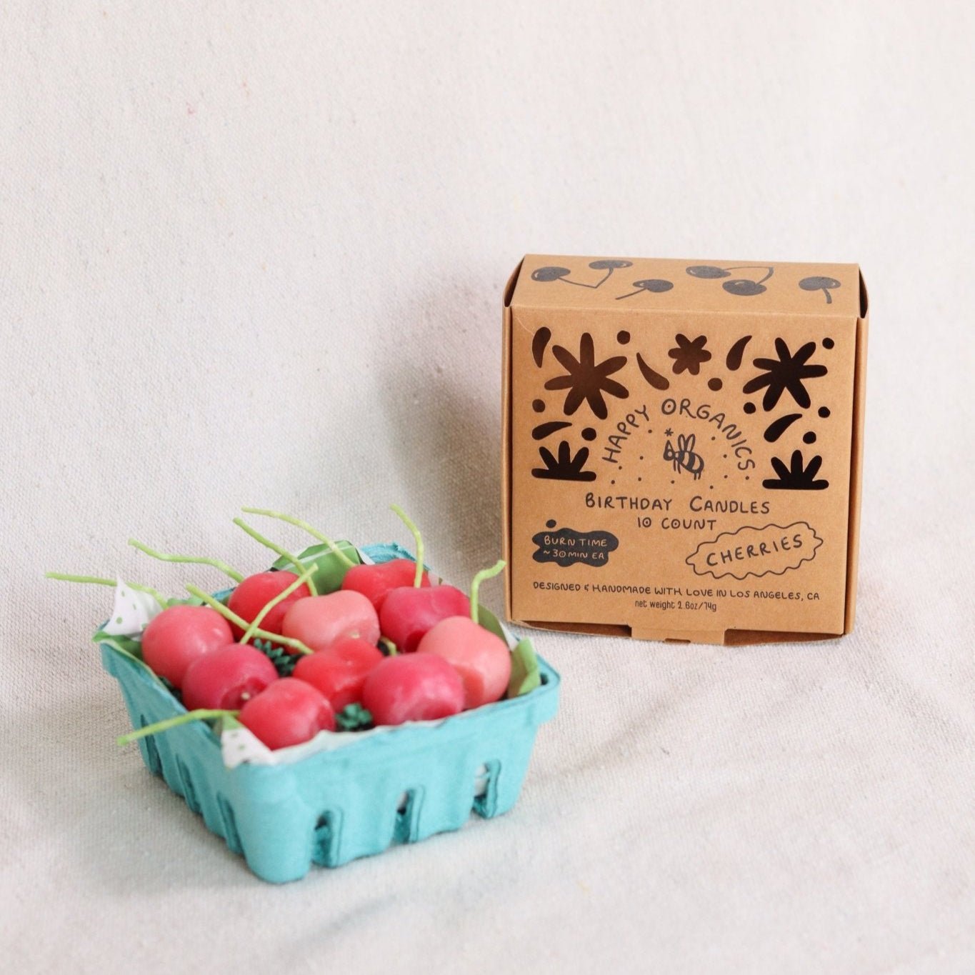 Pink Cherry Birthday Beeswax Candles Happy Organics
