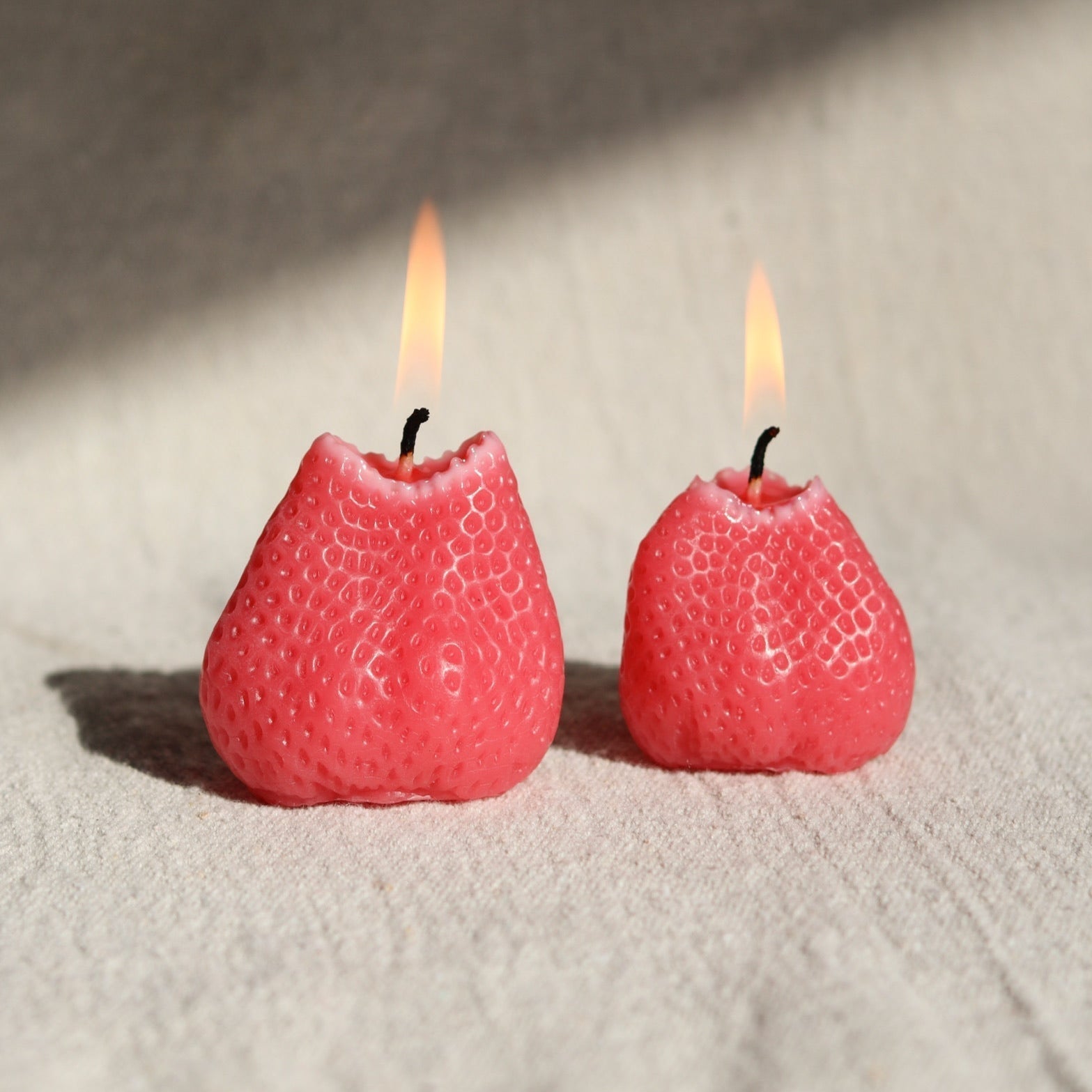 Pink Strawberry Candles - Set of 2 Tealight Candles Happy Organics