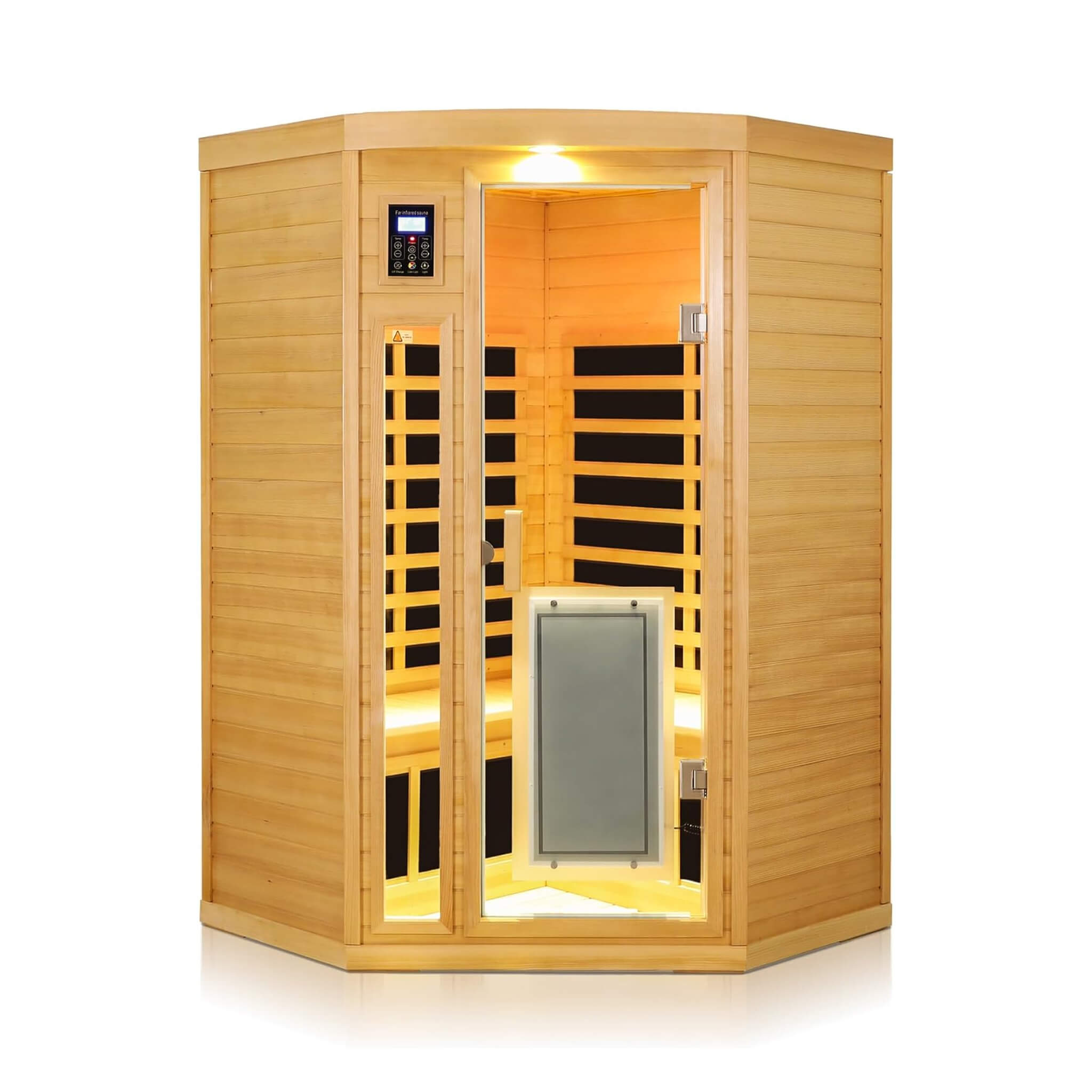 Premium 2 - Person Corner Space Infrared Wooden Sauna Room With Bluetooth Speakers, 1600W (SAK81524) SAKSBY WHOLESALE