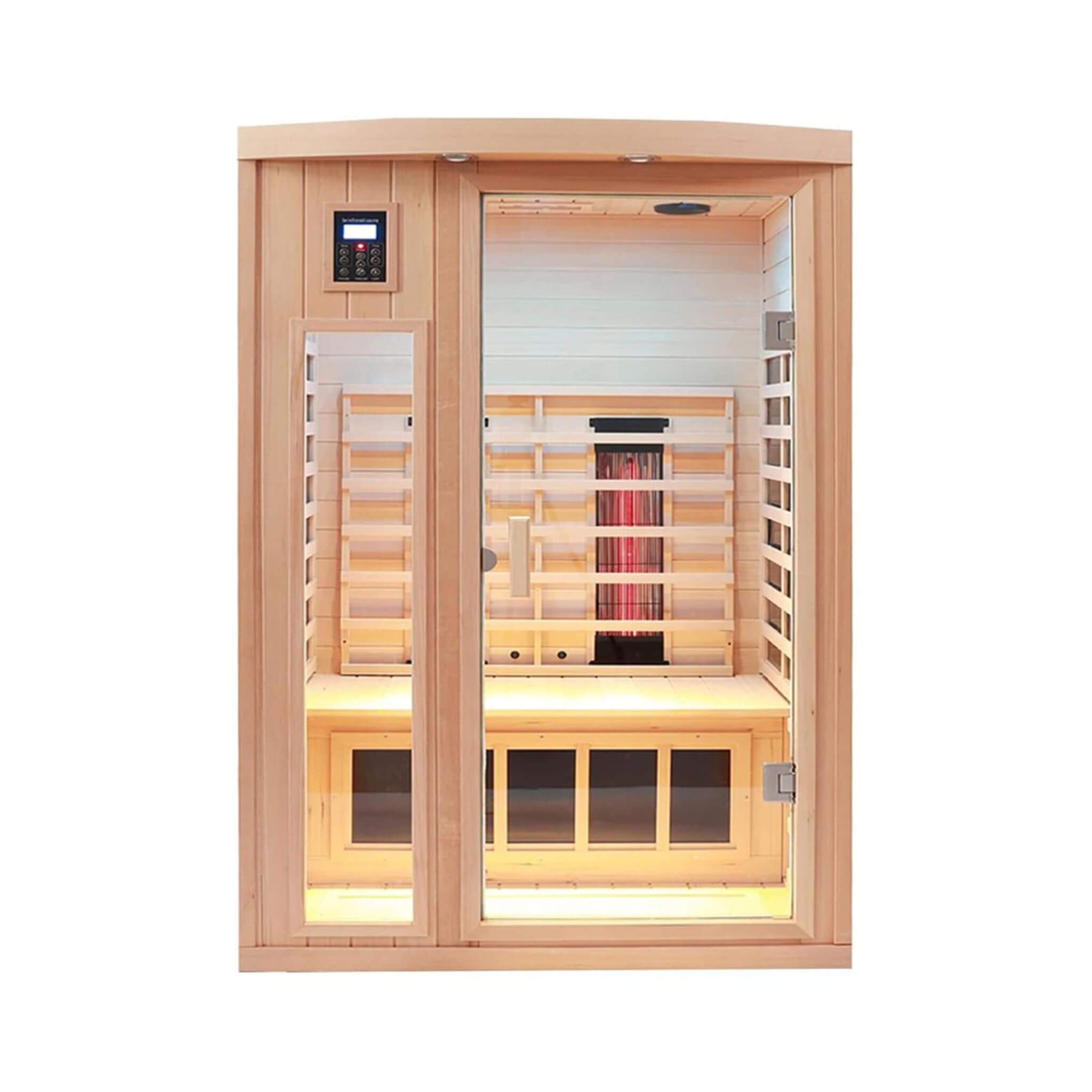 Premium 2 - Person Low EMF FAR - Infrared Heat Wood Home Personal Spa Sauna With Ceramic Heaters, 1760W SAKSBY WHOLESALE
