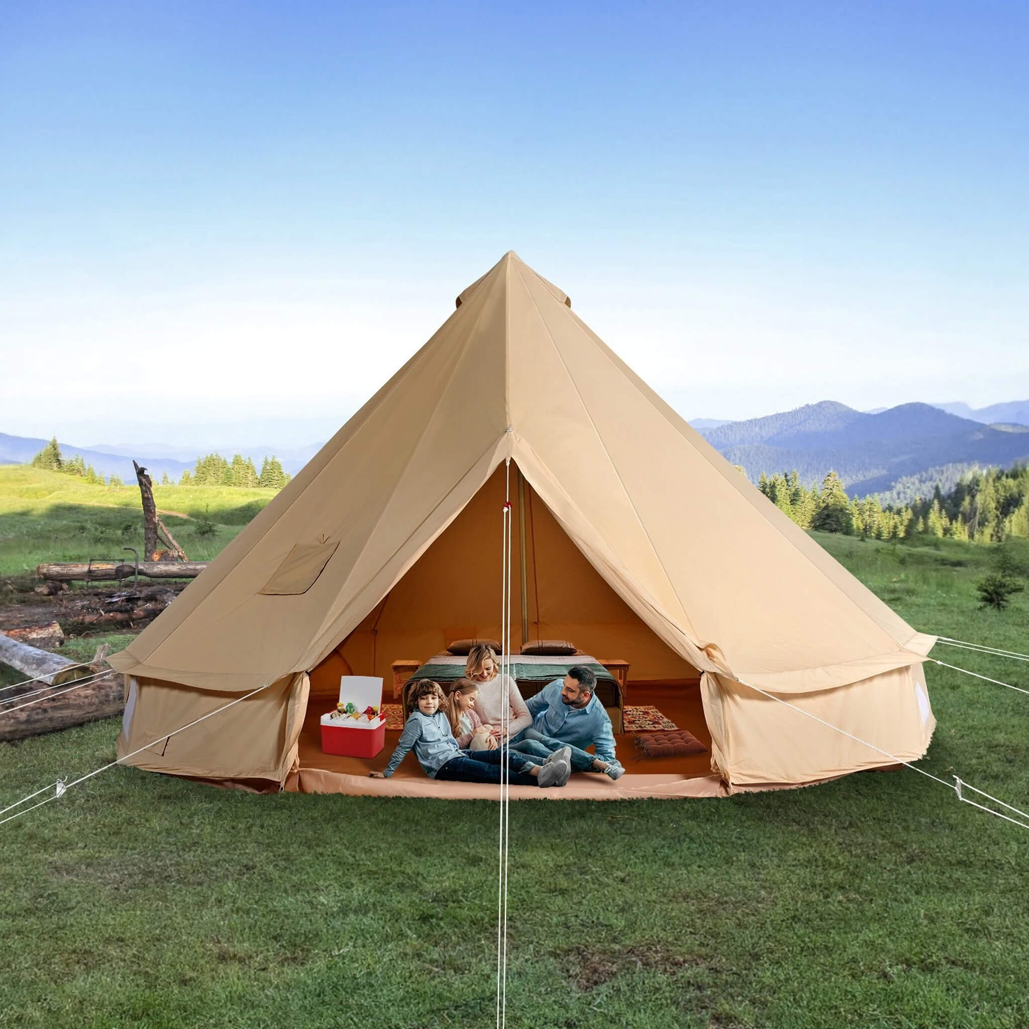 Premium 4 - Season Camping Canvas Bell Yurt Tent With Stove Jack (SAK47589) SAKSBY WHOLESALE