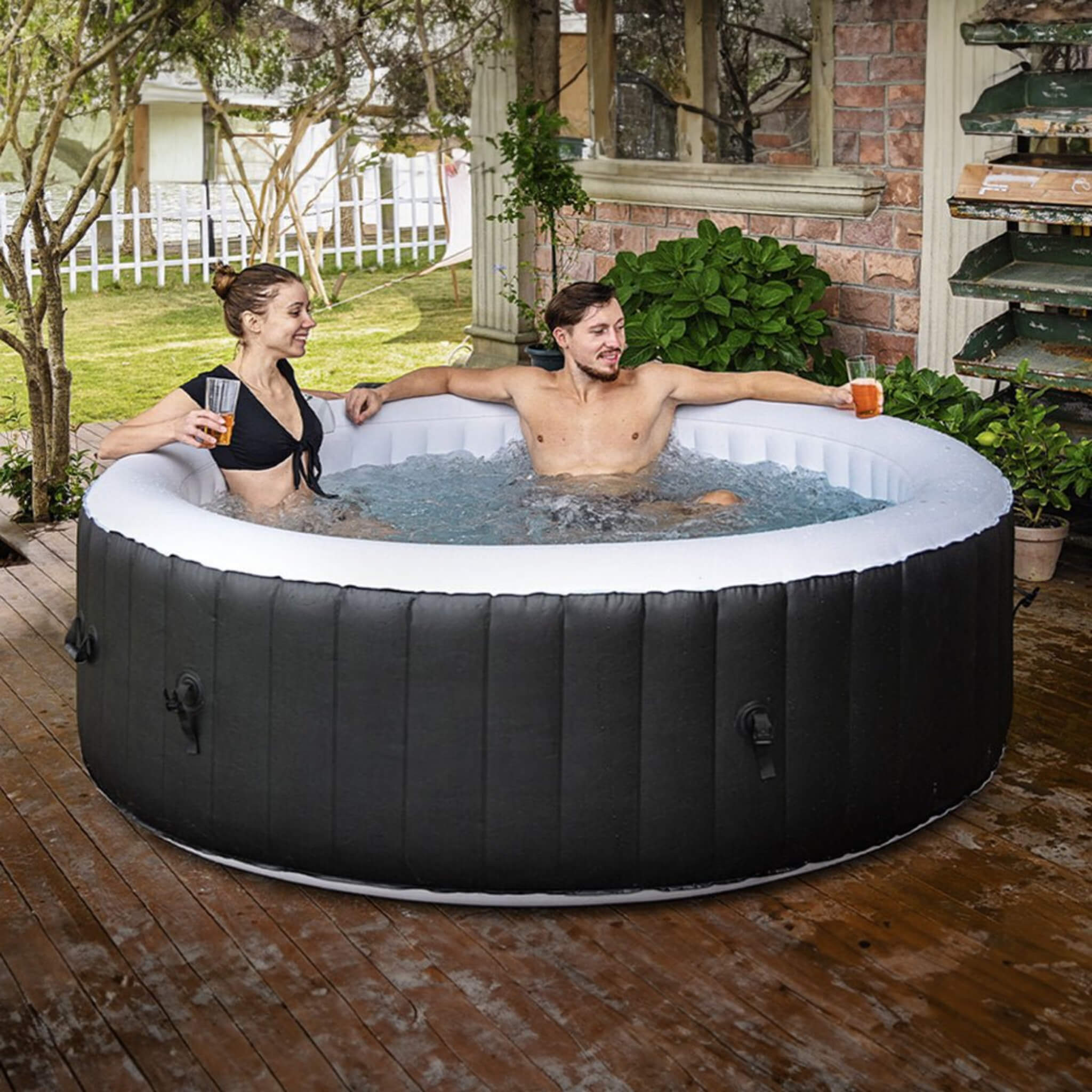 Premium Blow Up 6 Person Sauna Pool Hot Tub With 130 Jets, 7FT (SAK63510) SAKSBY WHOLESALE