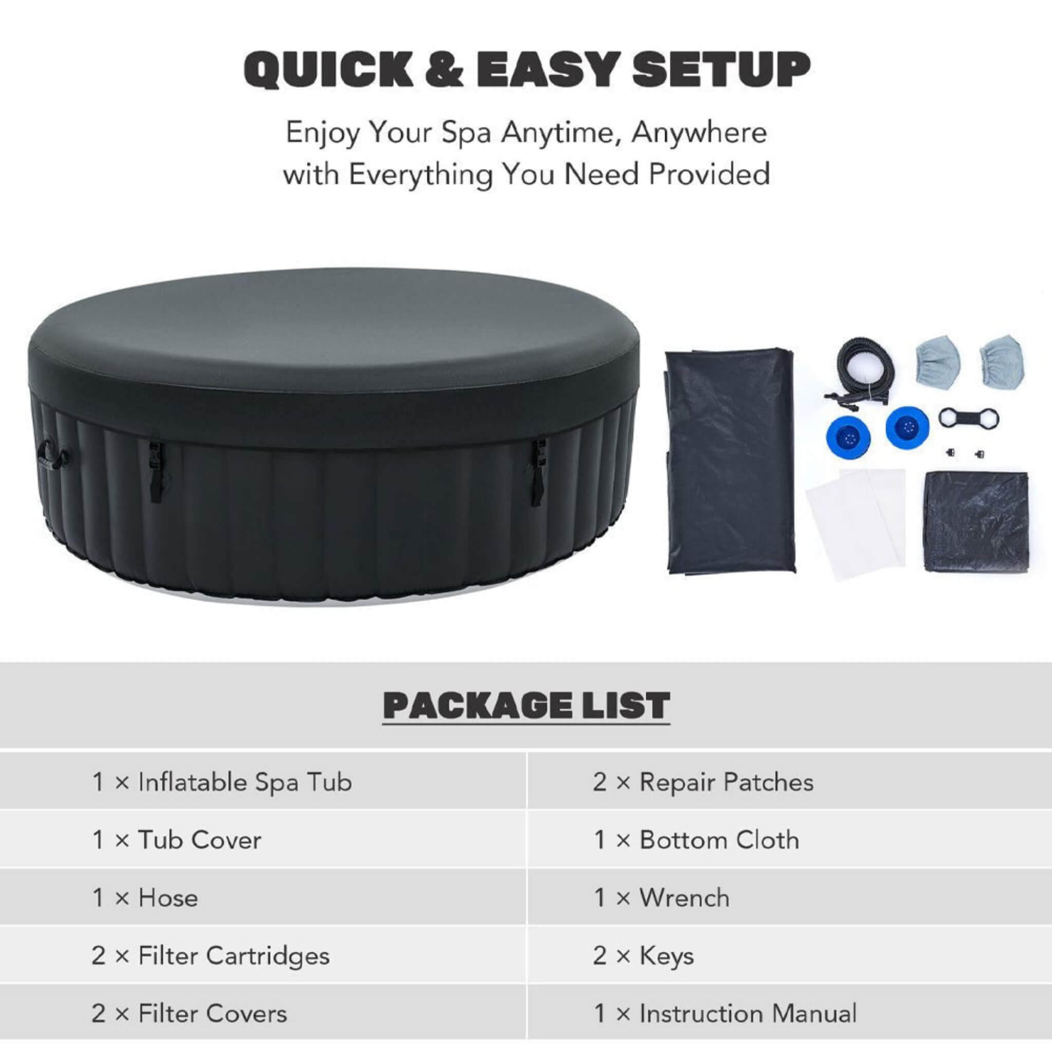 Premium Blow Up 6 Person Sauna Pool Hot Tub With 130 Jets, 7FT (SAK63510) SAKSBY WHOLESALE