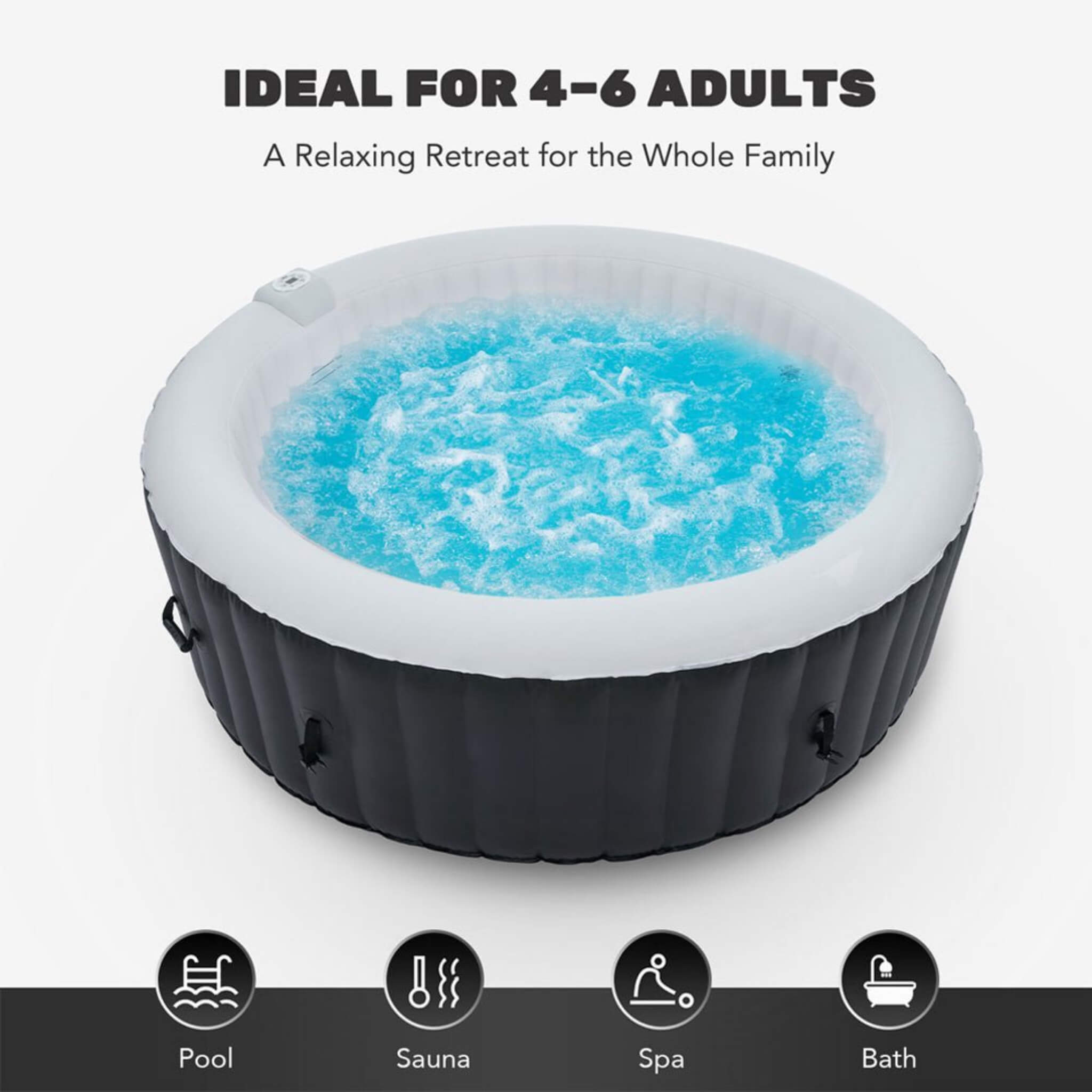 Premium Blow Up 6 Person Sauna Pool Hot Tub With 130 Jets, 7FT (SAK63510) SAKSBY WHOLESALE