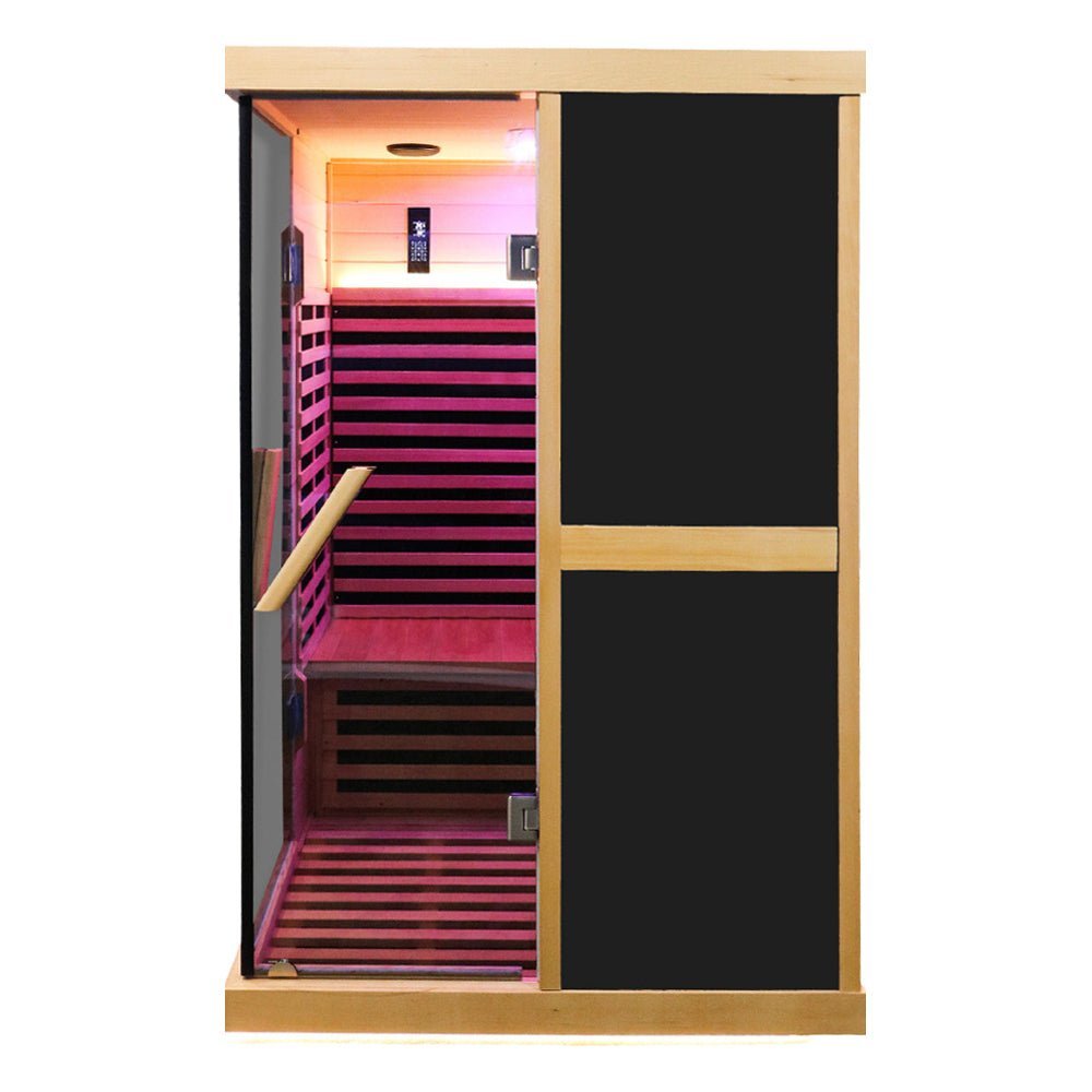 Premium Large 2 - Person V - Shaped FAR Infrared Sauna Room With Double Glass Doors, 1980W (SAK96413) SAKSBY WHOLESALE