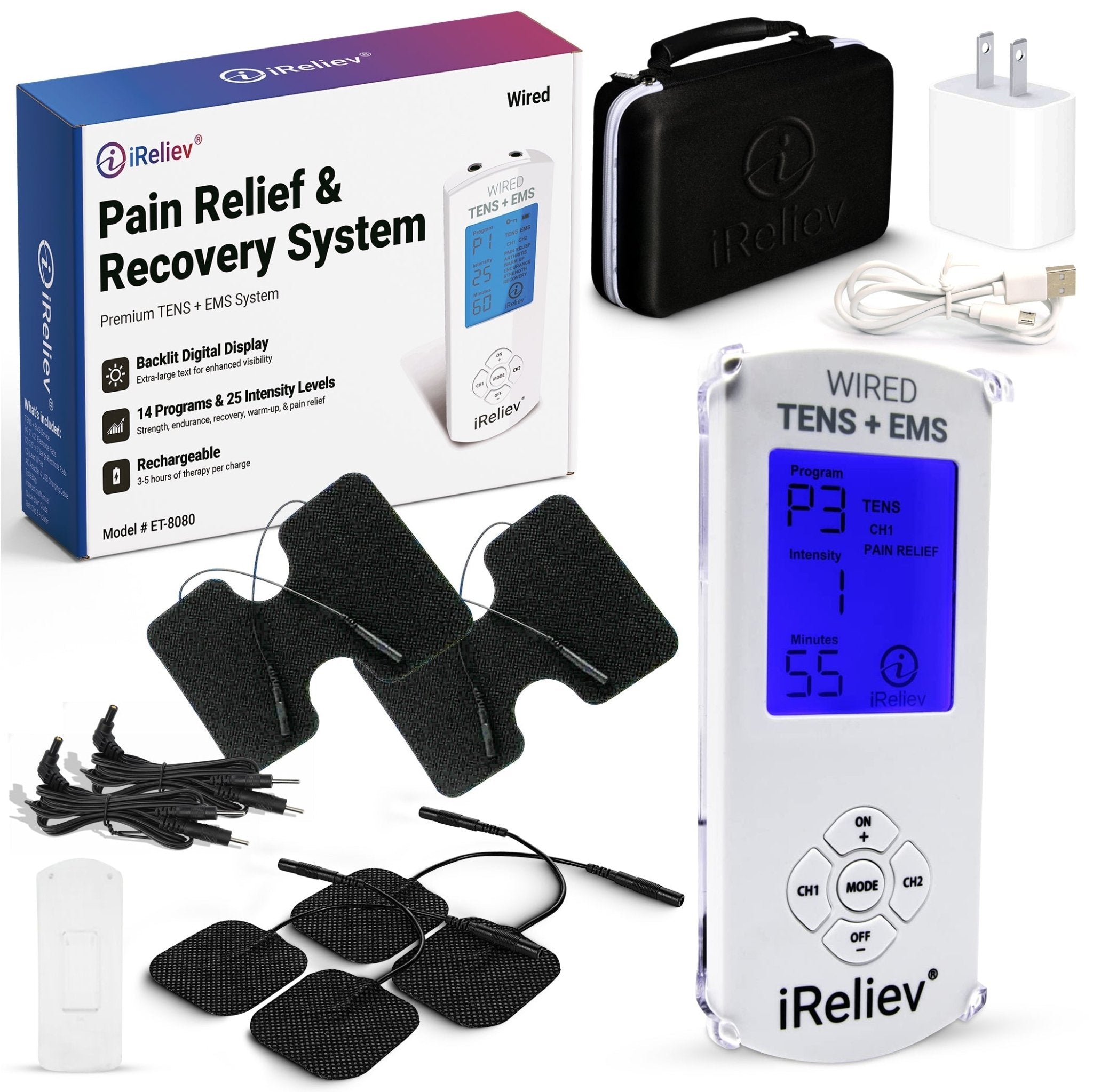 Premium TENS + EMS Pain Relief & Recovery iReliev