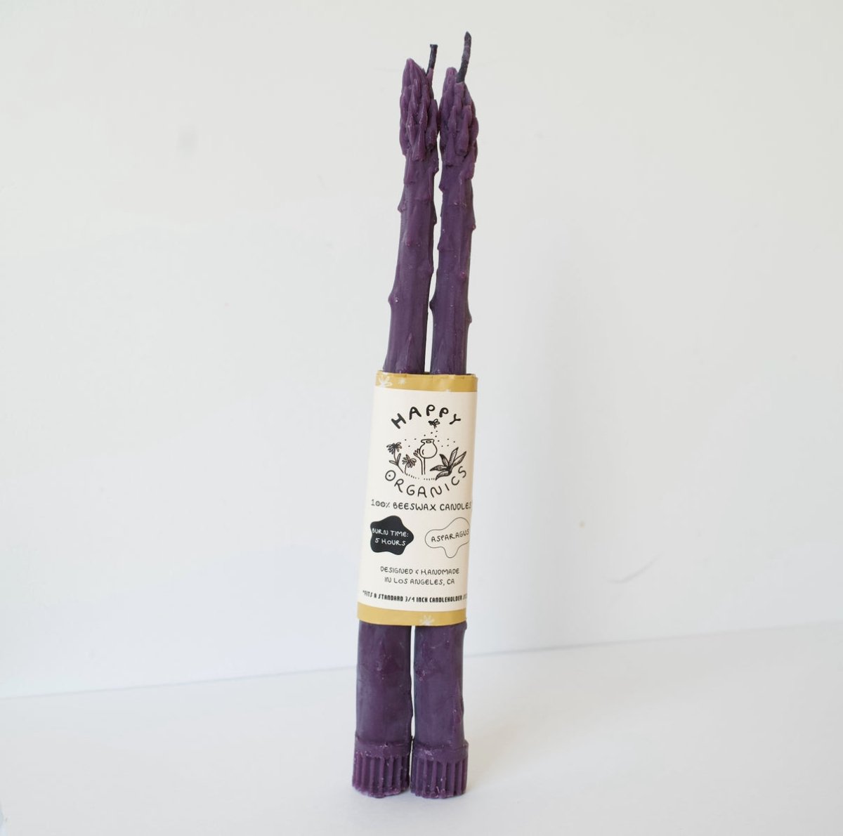 PURPLE ASPARAGUS TAPER BEESWAX CANDLES PAIR Happy Organics