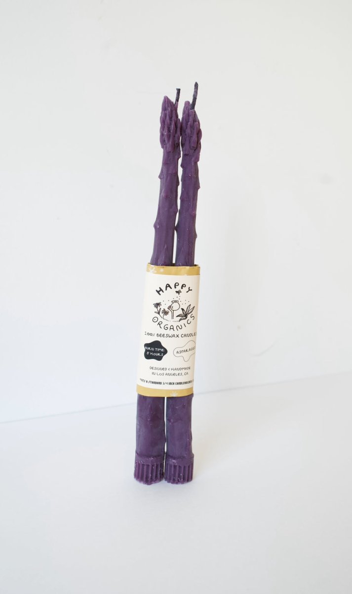 PURPLE ASPARAGUS TAPER BEESWAX CANDLES PAIR Happy Organics