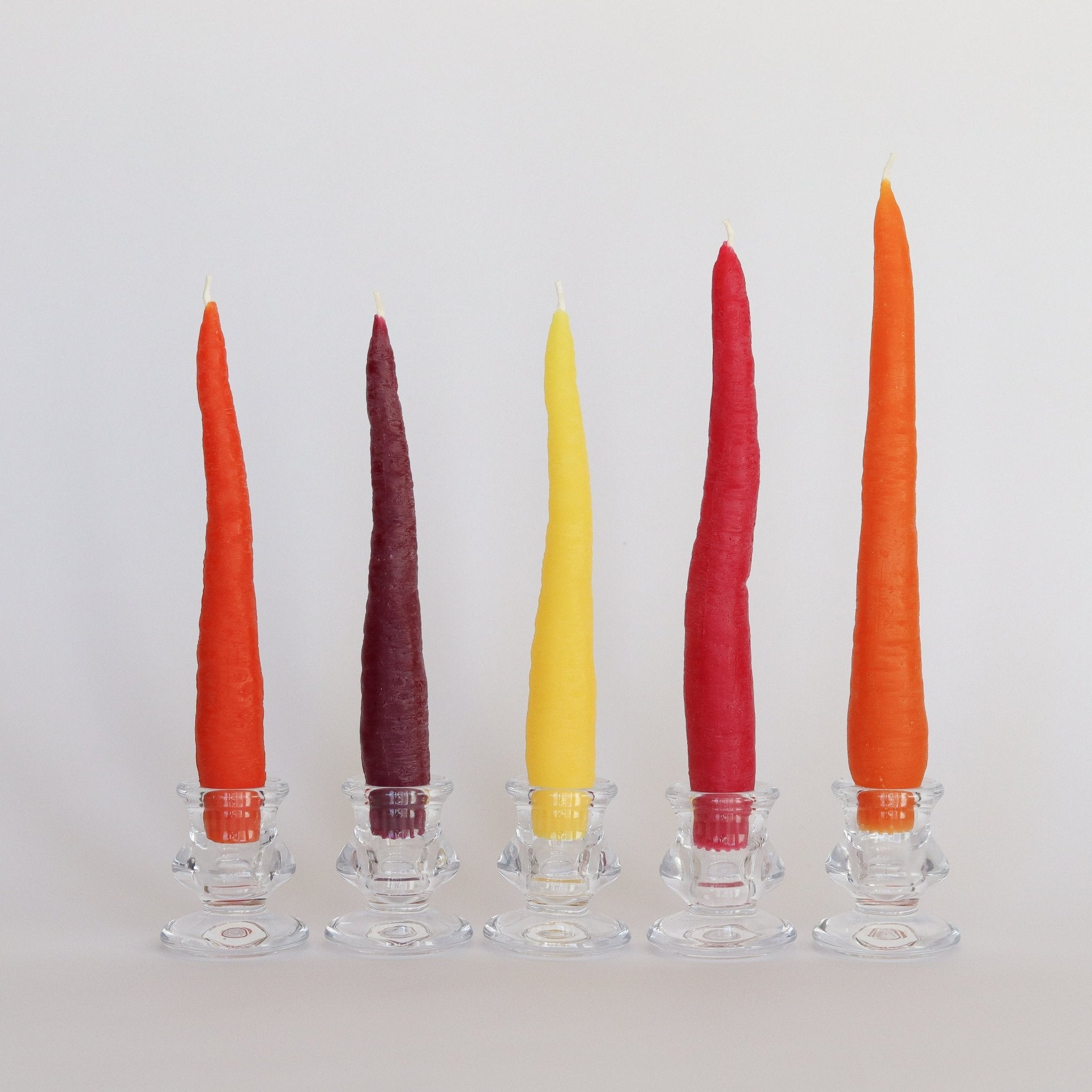 RAINBOW CARROT TAPER BEESWAX CANDLE - SET OF 5 Happy Organics